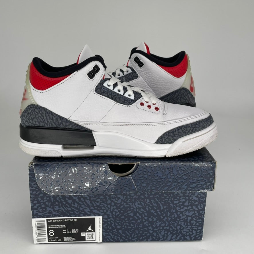AIR JORDAN 3 FIRE RED DENIM SIZE 8 CZ6431-100