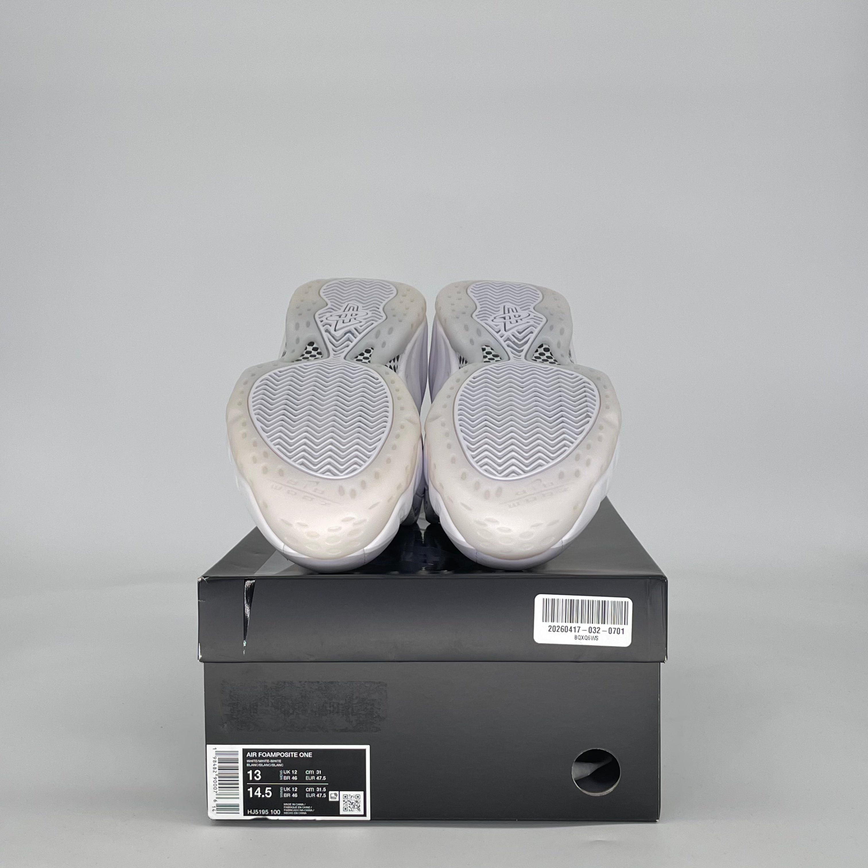 NIKE AIR FOAMPOSITE TRIPLE WHITE HJ5195-100 SIZE 13/14.5W
