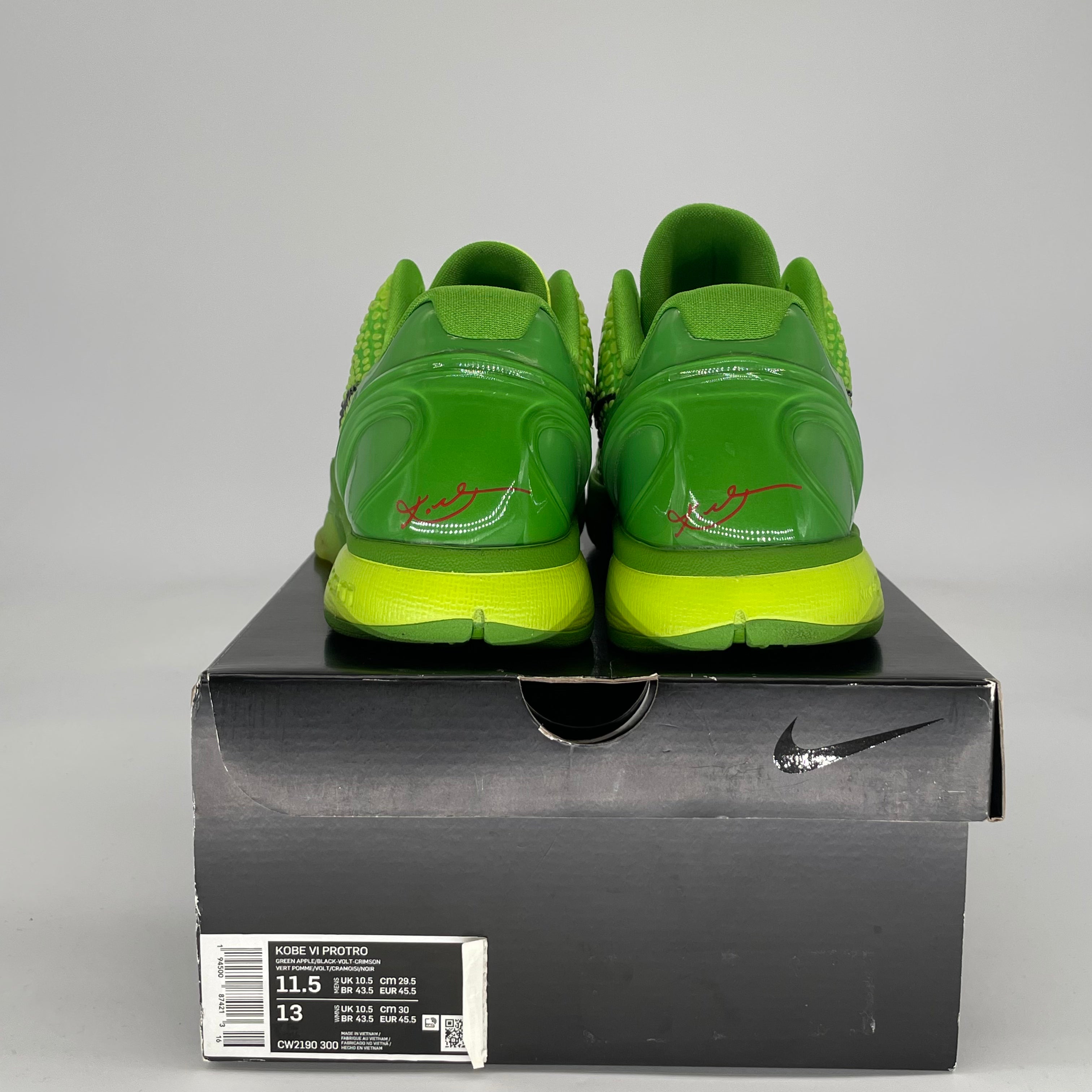 NIKE KOBE 6 PROTRO GRINCH CW2190-300 SIZE 11.5/13W