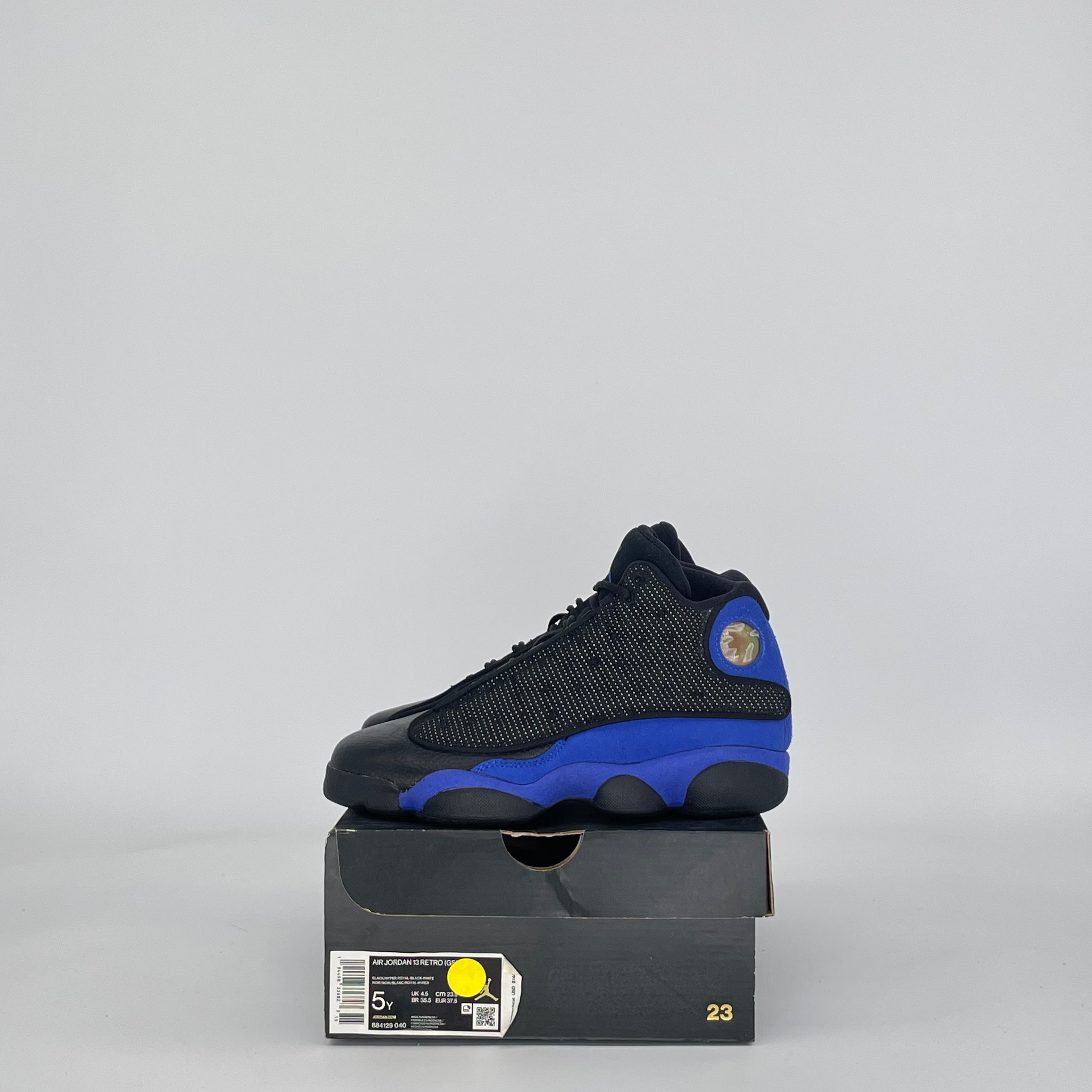 AIR JORDAN 13 BLACK HYPER ROYAL 884129-040 SIZE 5/6.5W GS