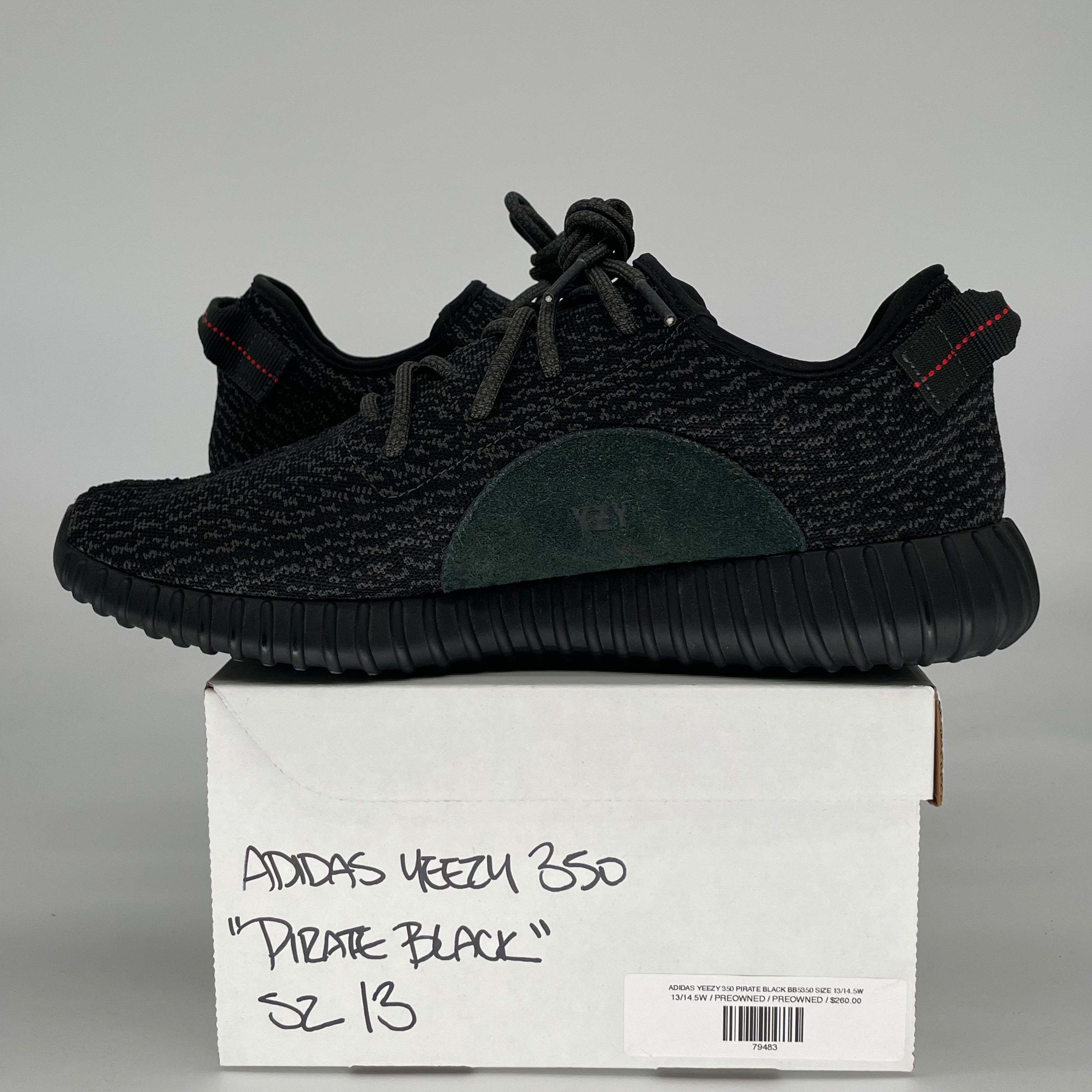 ADIDAS YEEZY 350 PIRATE BLACK (2023) BB5350 SIZE 13/14.5W