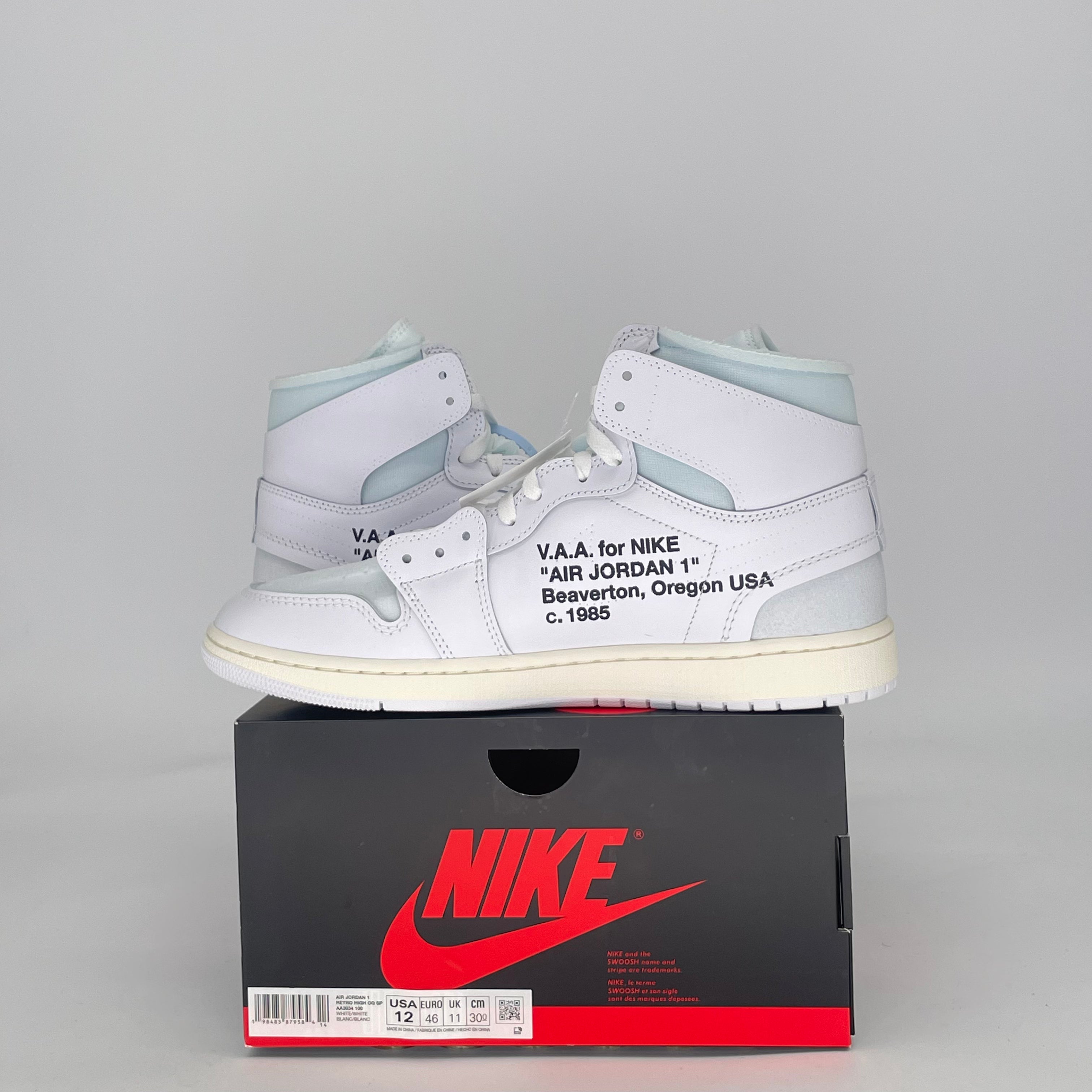 AIR JORDAN 1 HIGH VIRGIL ABLOH ARCHIVE ALASKA AA3834-100 SIZE 12/13.5W