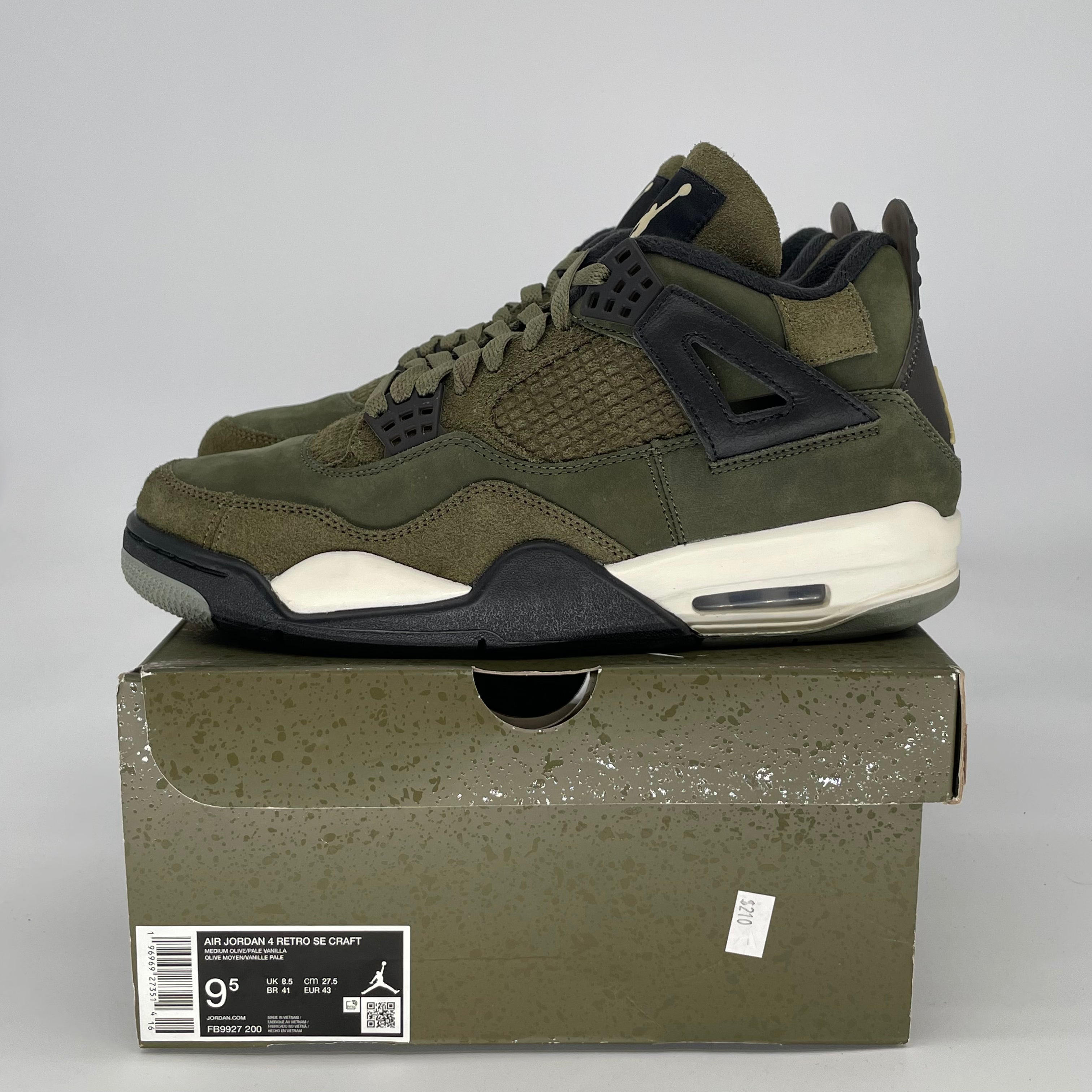 AIR JORDAN 4 CRAFT MEDIUM OLIVE FB9927-200 SIZE 9.5/11W