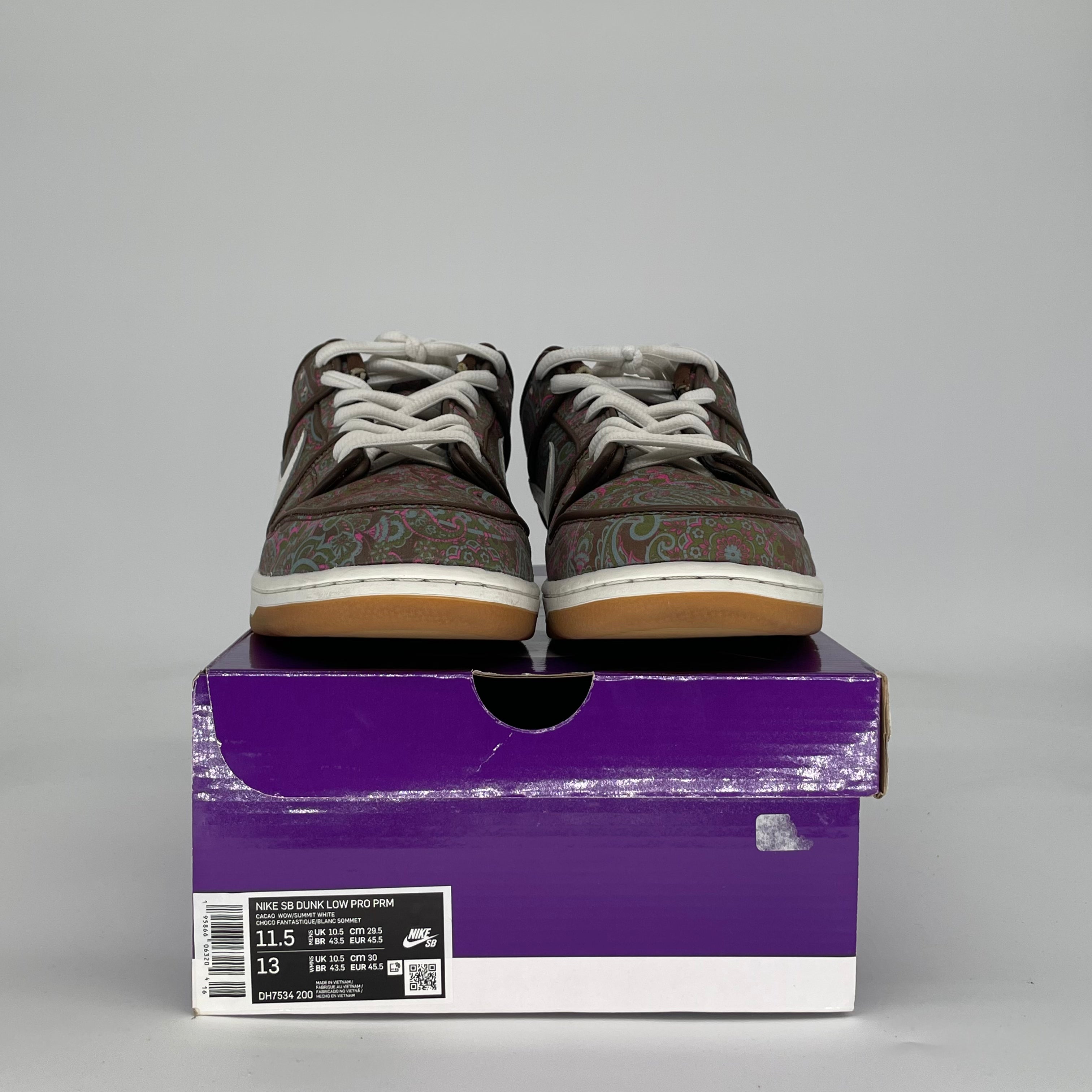 NIKE SB DUNK LOW PRO PAISLEY BROWN DH7534-200 SIZE 11.5/13W