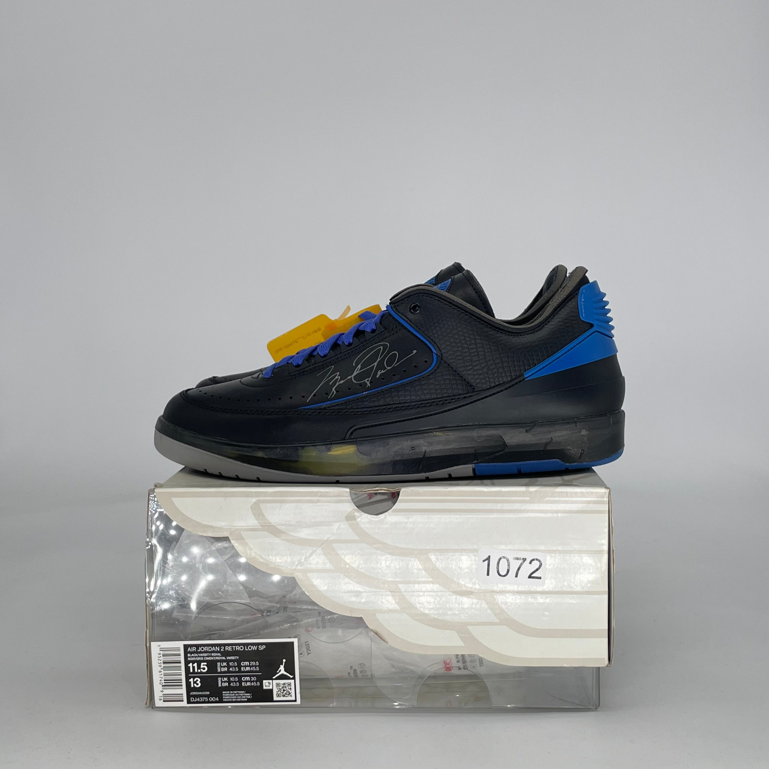 AIR JORDAN 2 LOW OFF-WHITE BLACK BLUE DJ4375-004 SIZE 11.5/13W