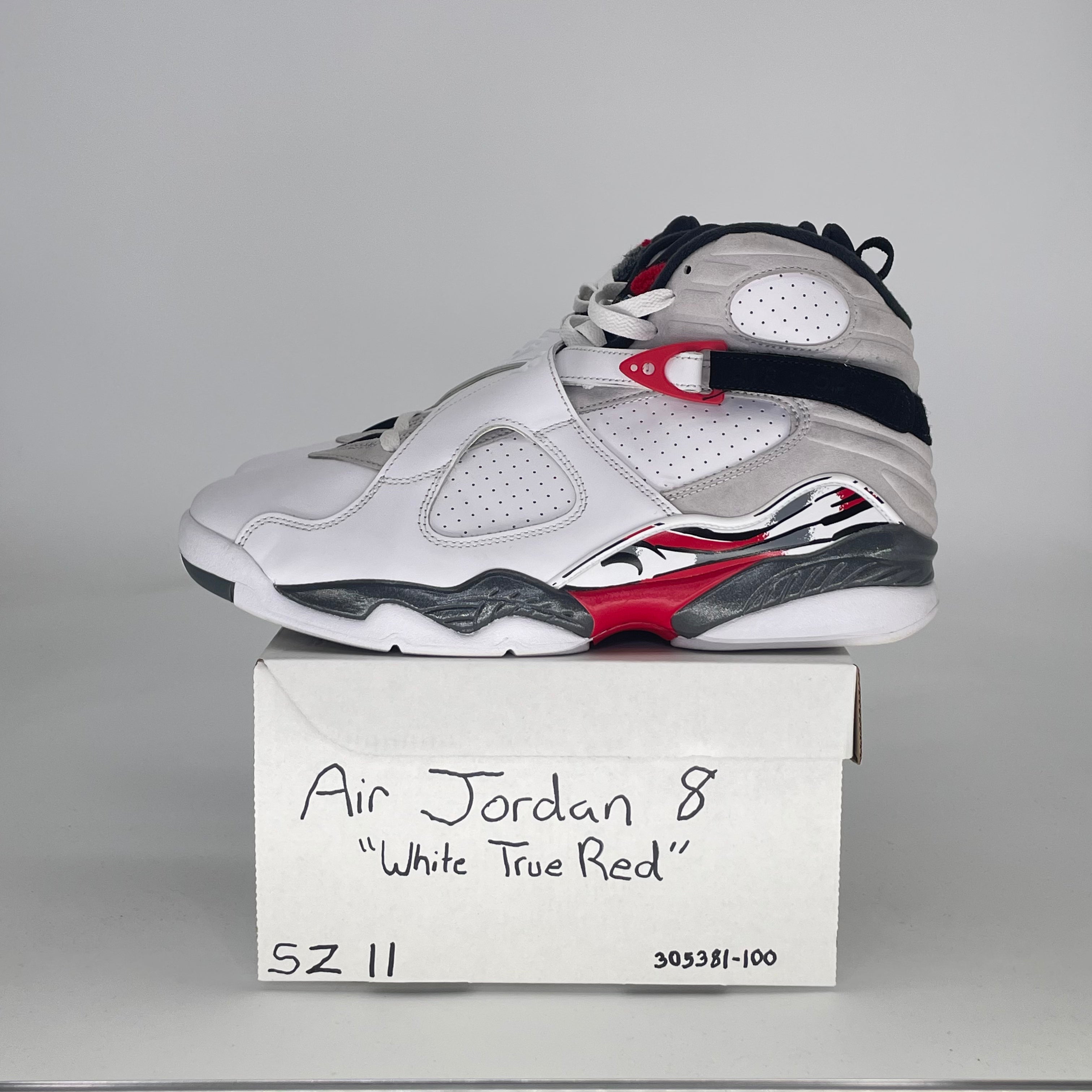 AIR JORDAN 8 WHITE TRUE RED 305381100 SIZE 11/12.5W