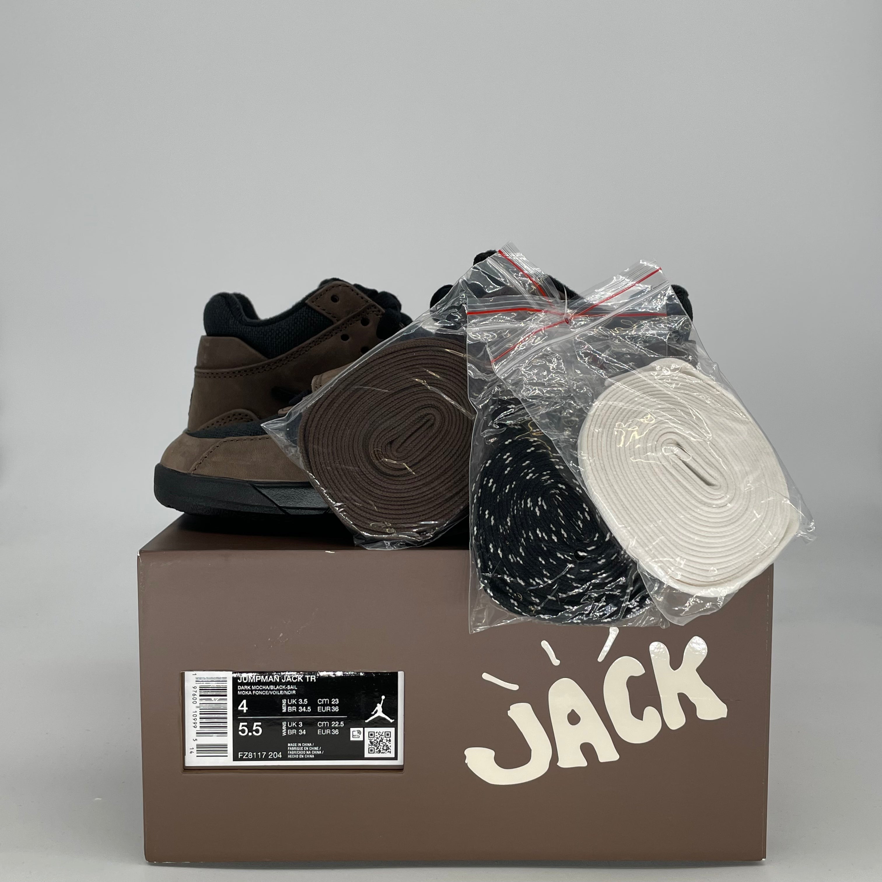 TRAVIS SCOTT X JORDAN JUMPMAN JACK TR DARK MOCHA FZ8117-204 SIZE 4/5.5W