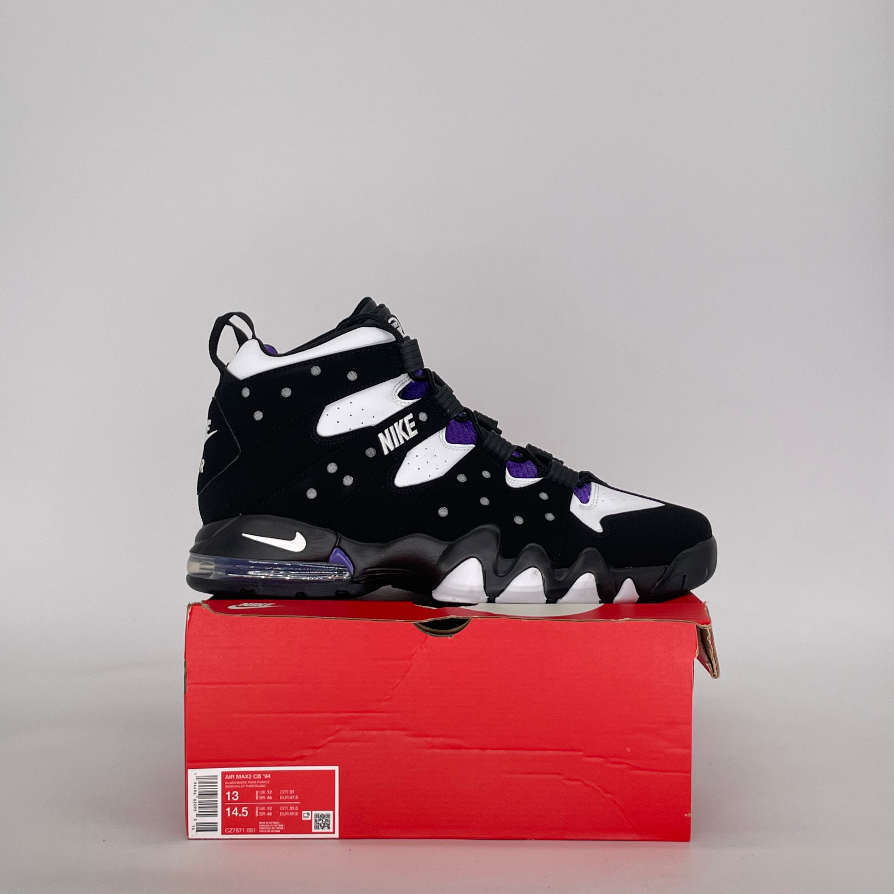NIKE AIR MAX 2 CB '94 BLACK WHITE PURPLE CZ7871-001 SIZE 13/14.5W