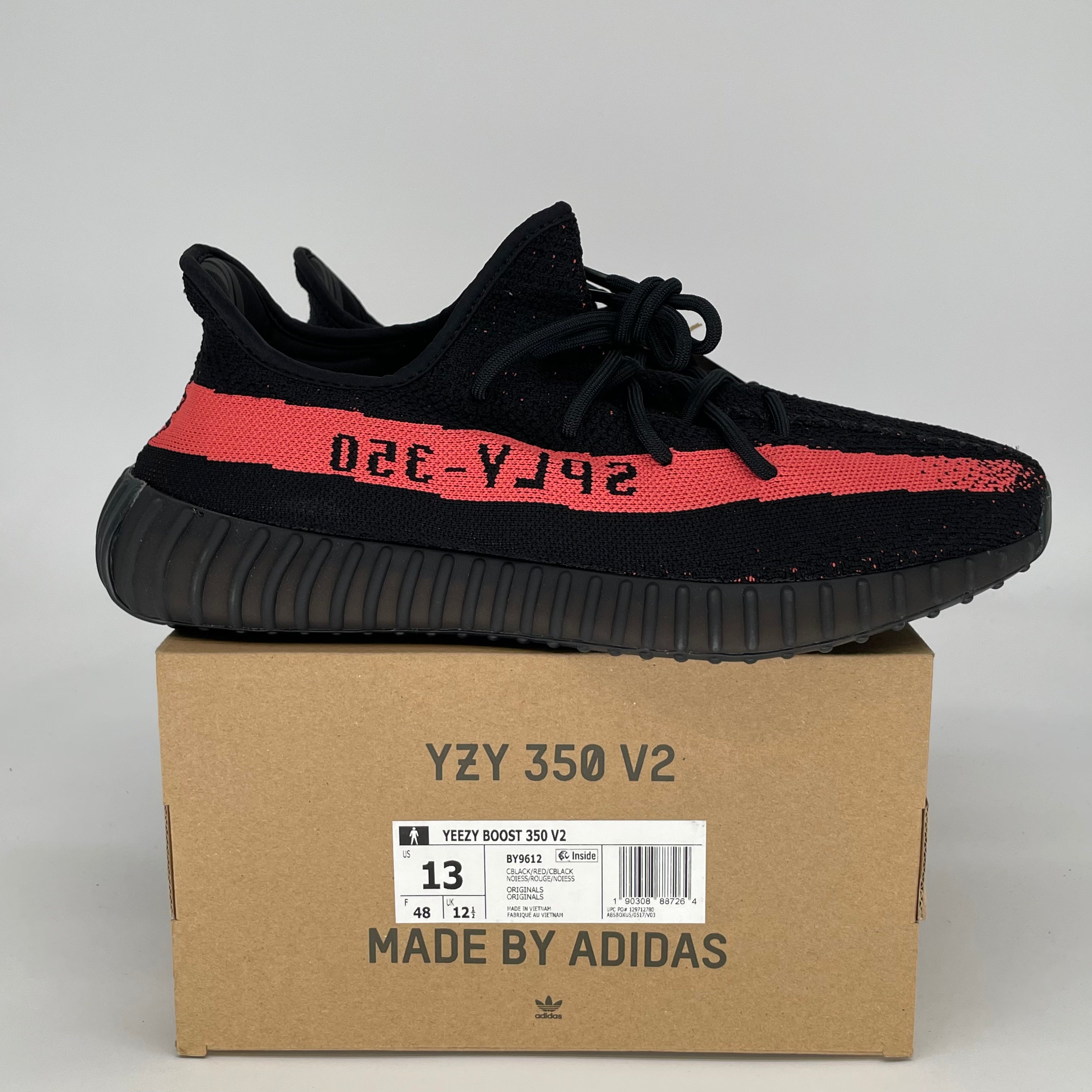 ADIDAS YEEZY 350 V2 CORE BLACK RED BY9612 SIZE 13/14.5W