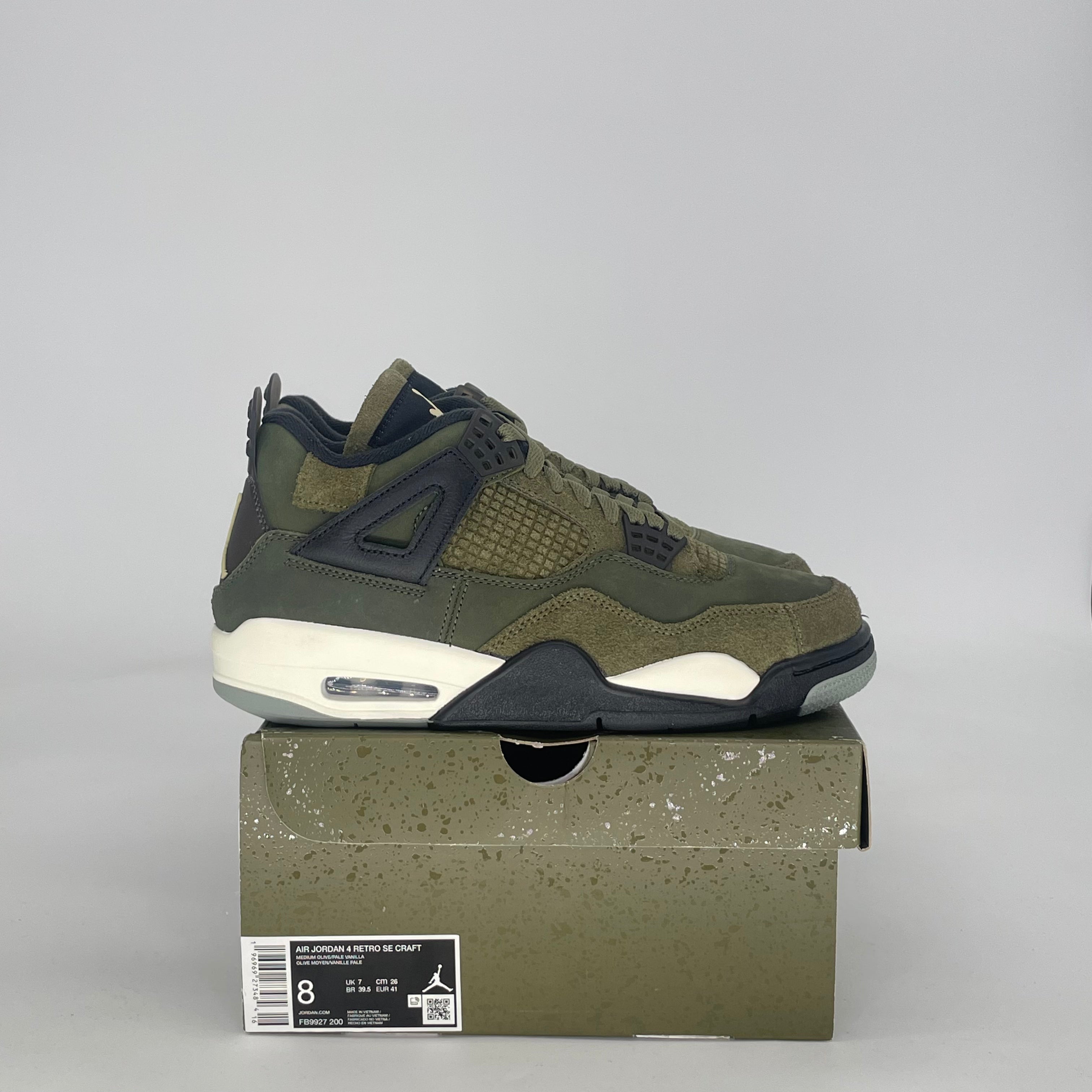 AIR JORDAN 4 CRAFT MEDIUM OLIVE FB9927-200 SIZE 8/9.5W