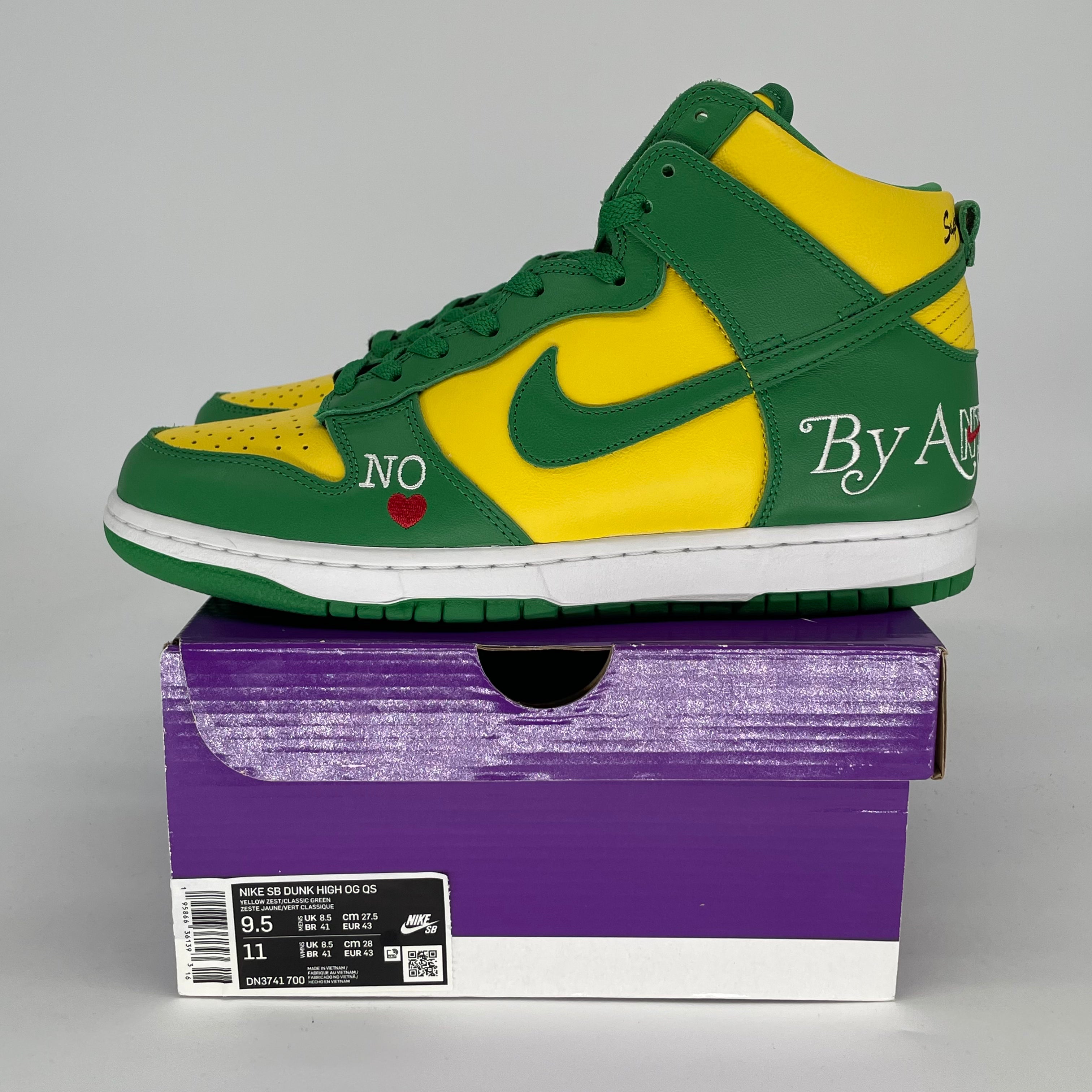SUPREME X NIKE SB DUNK HIGH BY ANY MEANS BRAZIL DN3741-700 SIZE 9.5/11W