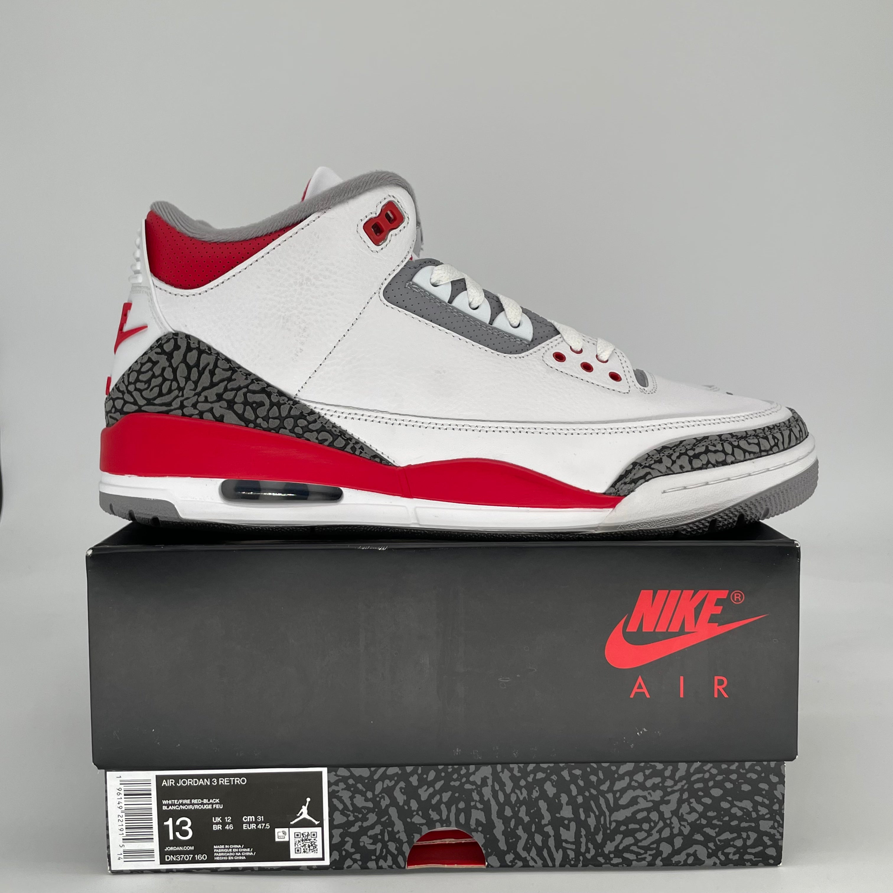 AIR JORDAN 3 FIRE RED DN3707-160 SIZE 13/14.5W