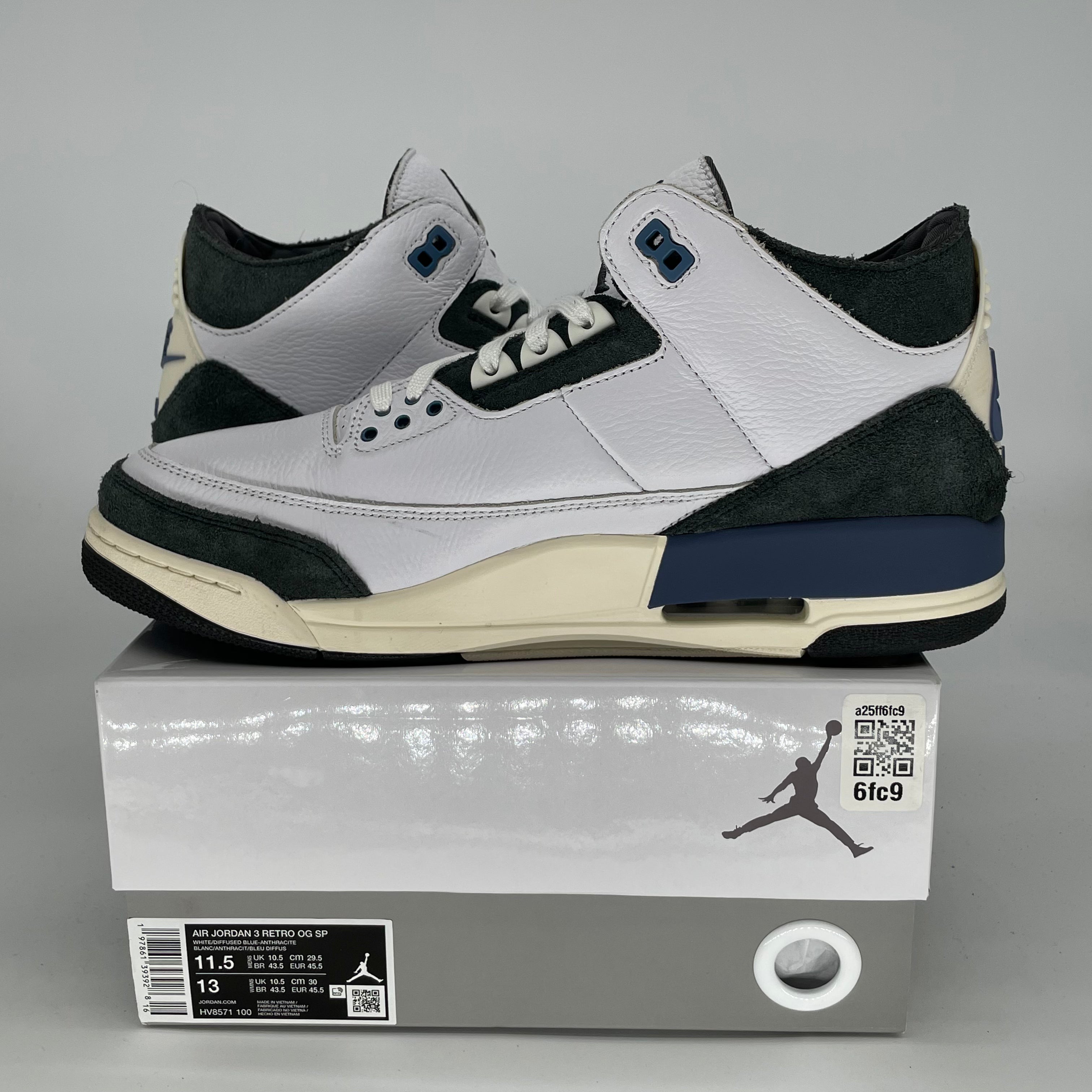 AIR JORDAN 3 A MA MANIERE DIFFUSED BLUE SIZE 11.5/13W HV8571-100