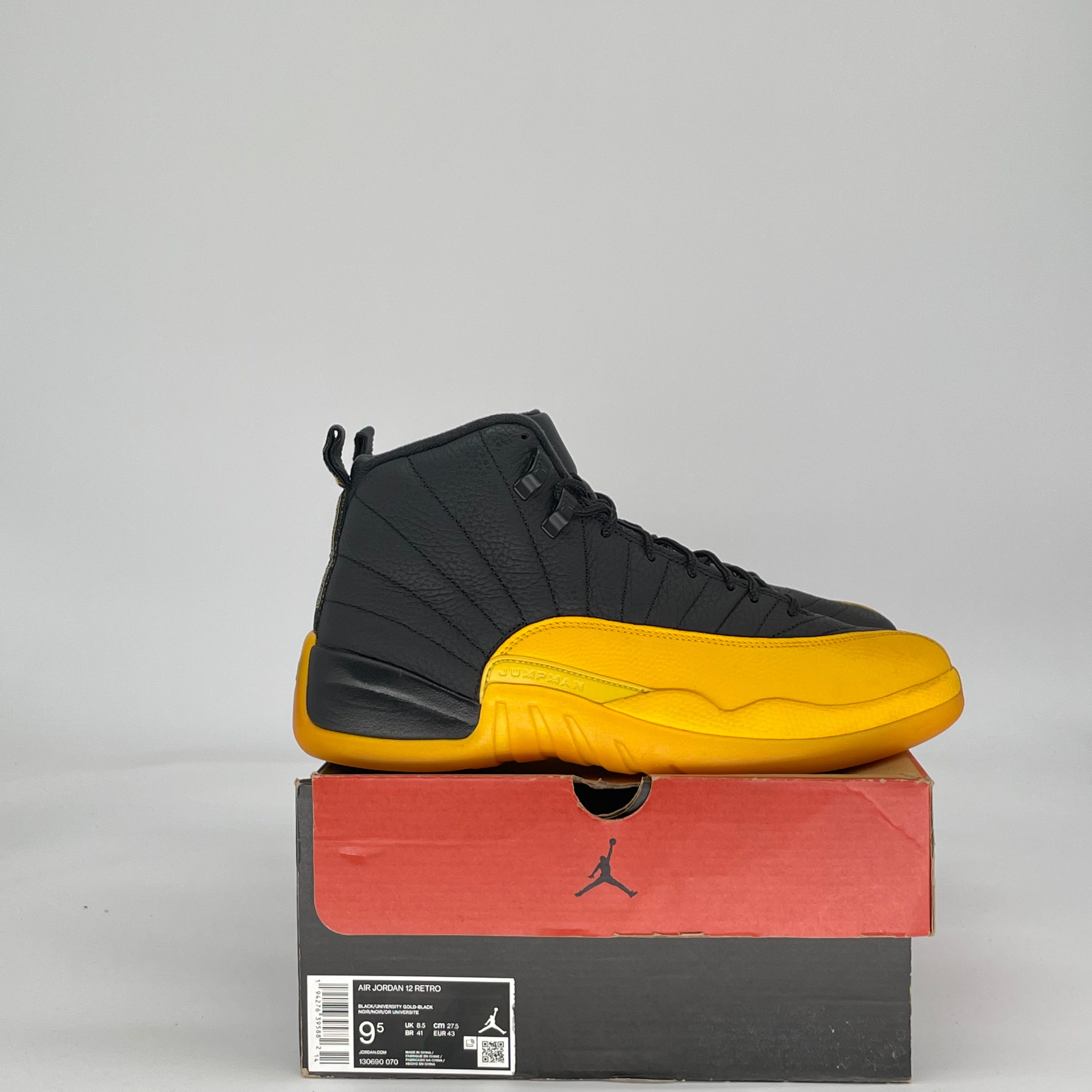 AIR JORDAN 12 BLACK UNIVERSITY GOLD 130690-070 SIZE 9.5/11W