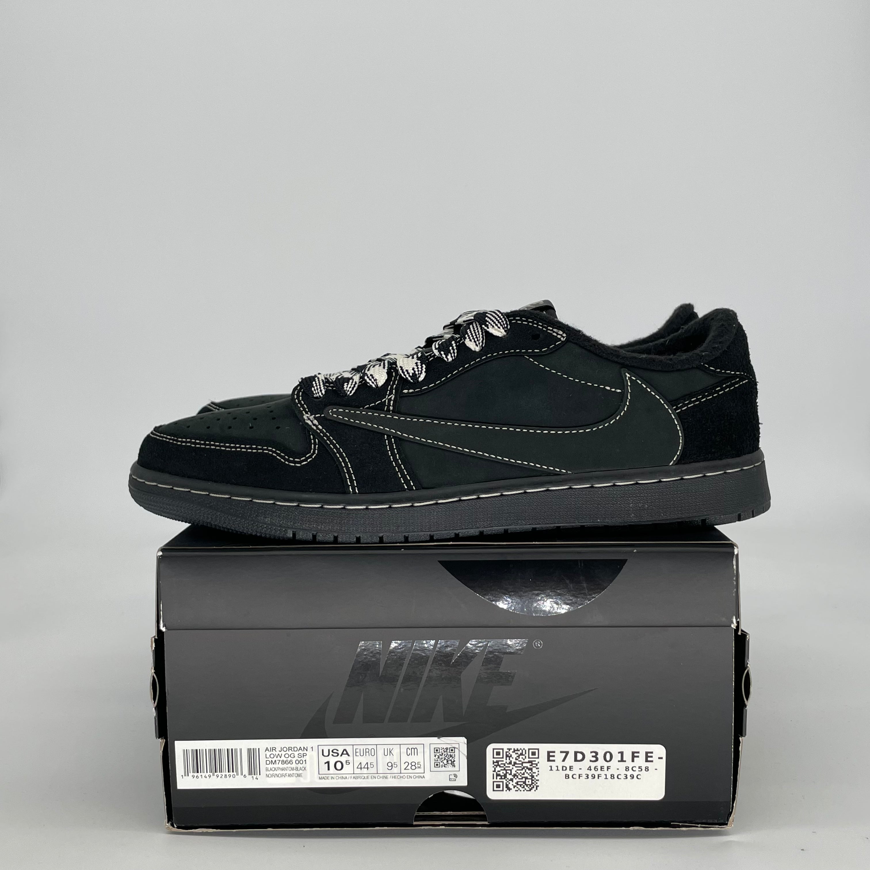 AIR JORDAN 1 LOW X TRAVIS SCOTT BLACK PHANTOM DM7866-001 SIZE 10.5/12W