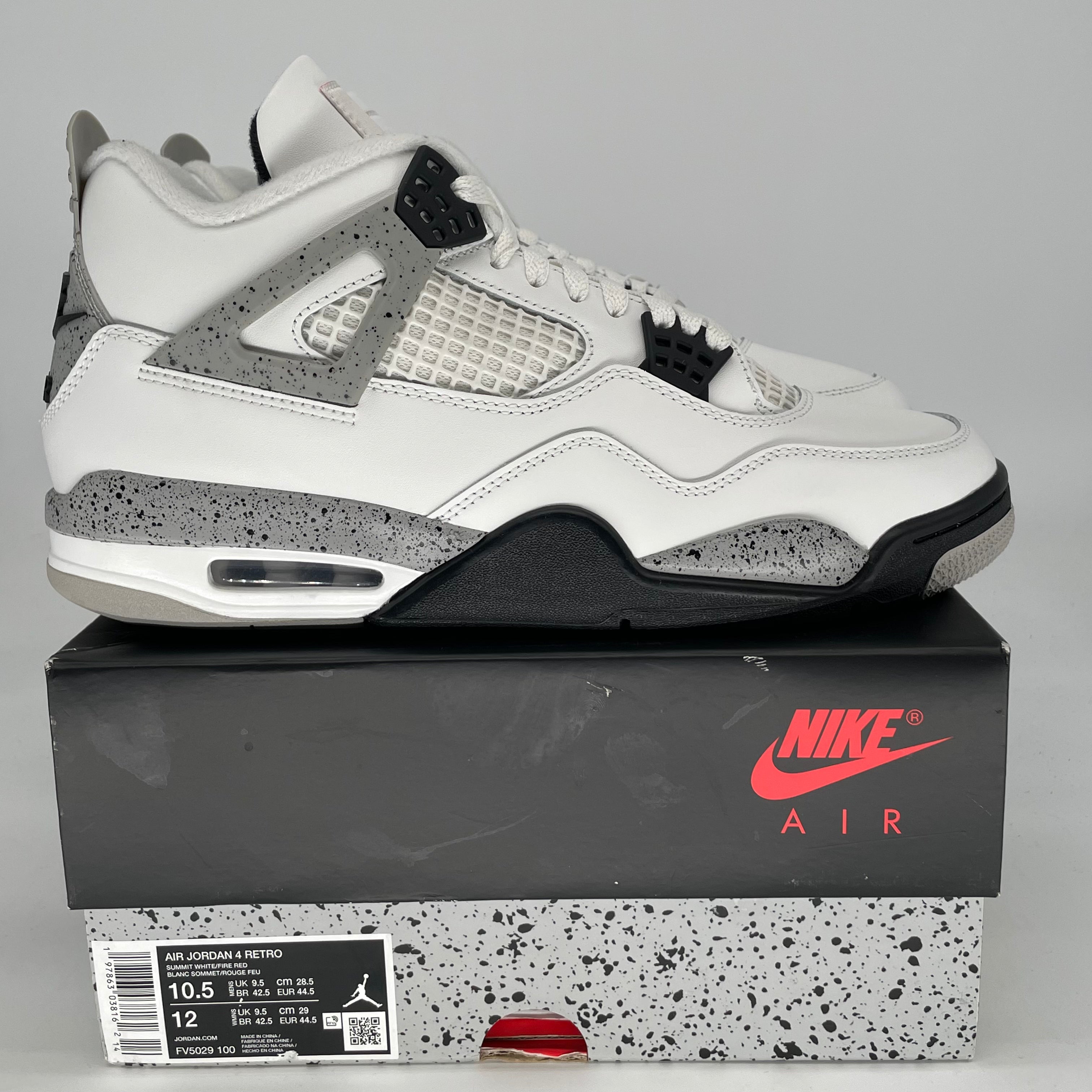 AIR JORDAN 4 WHITE CEMENT FV5029-100 SIZE 10.5/12W