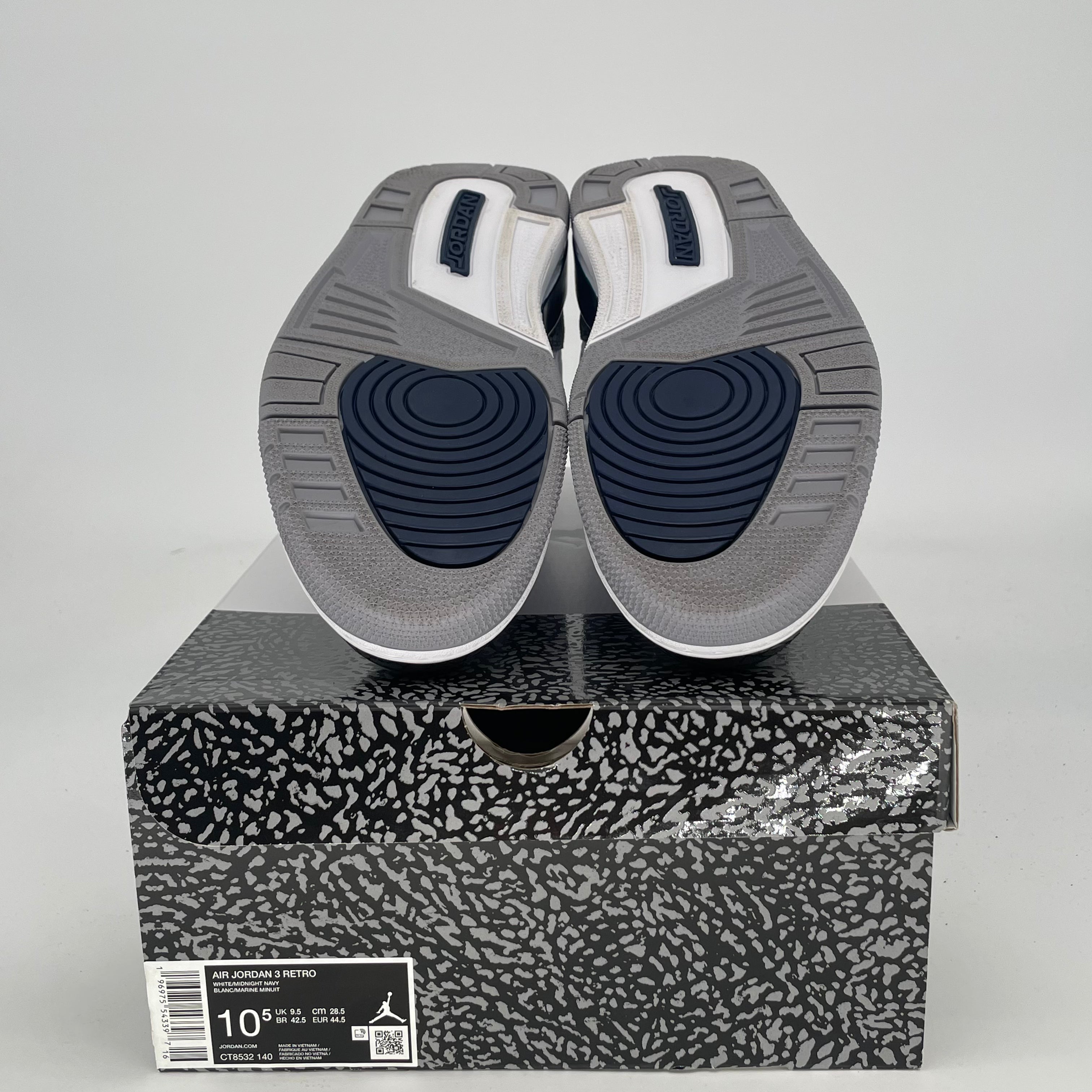 AIR JORDAN 3 MIDNIGHT NAVY CT8532-140 SIZE 10.5/12W