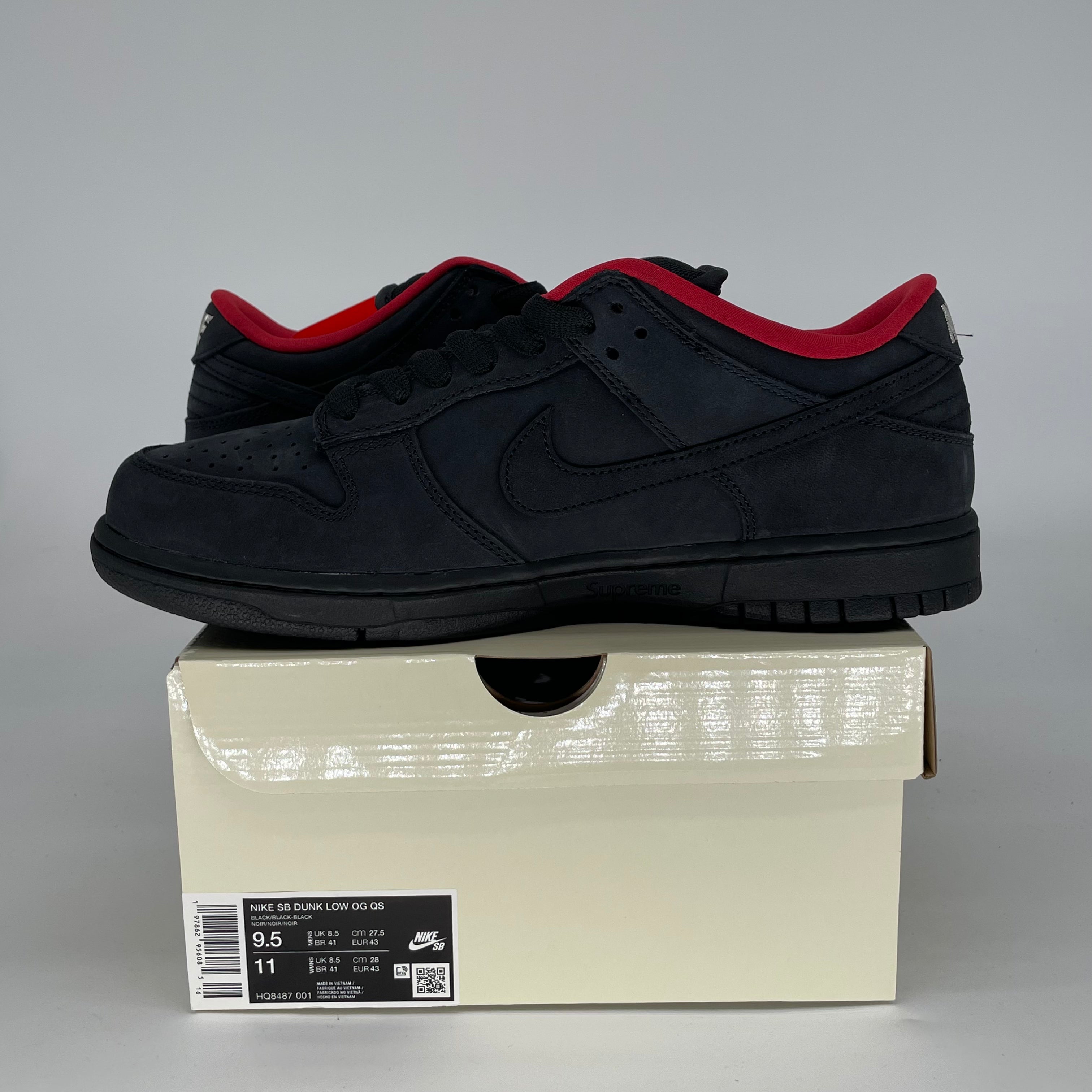 SUPREME X NIKE SB DUNK LOW 94 BLACK HQ8487-001 SIZE 9.5/11W
