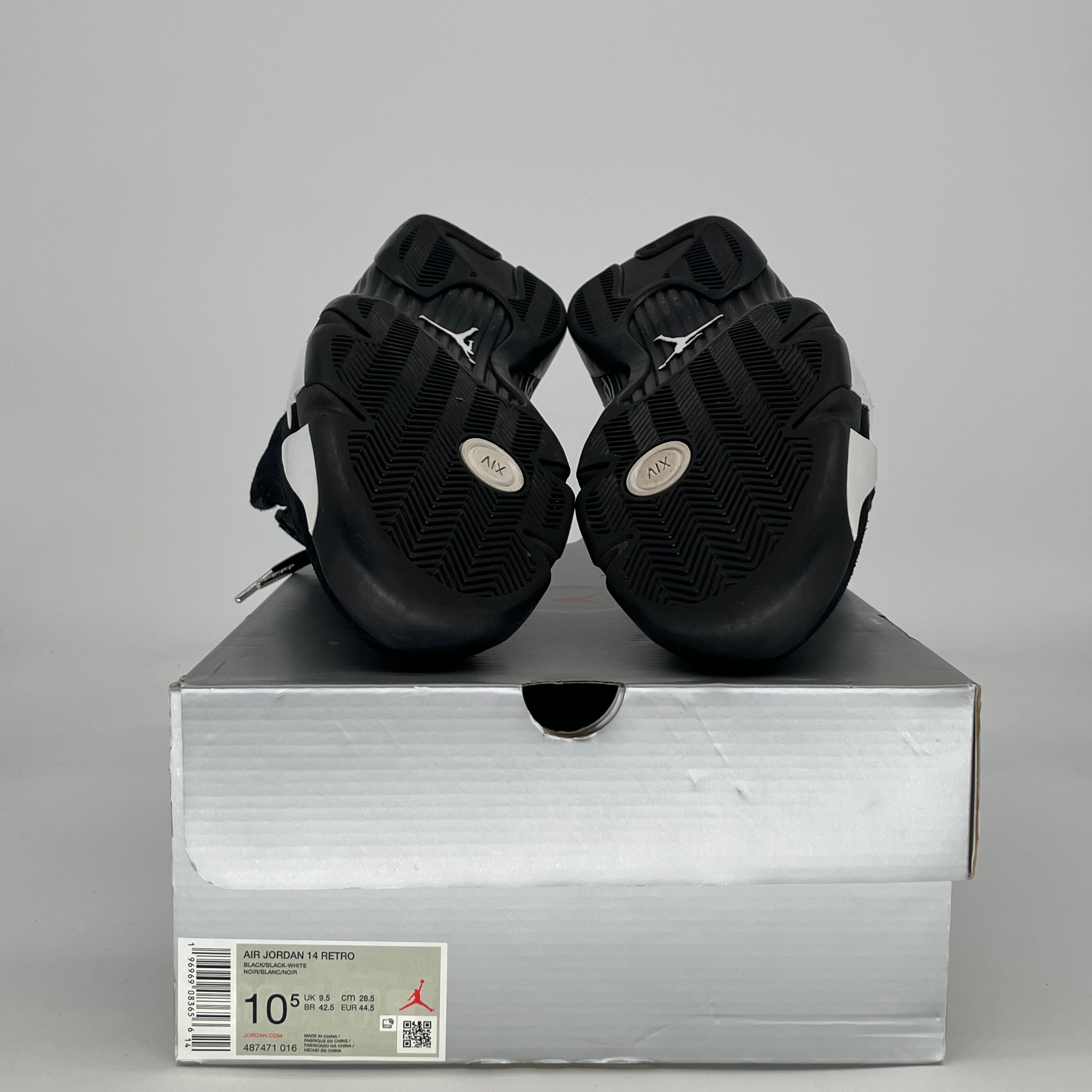 AIR JORDAN 14 BLACK WHITE 487471-016 SIZE 10.5/12W