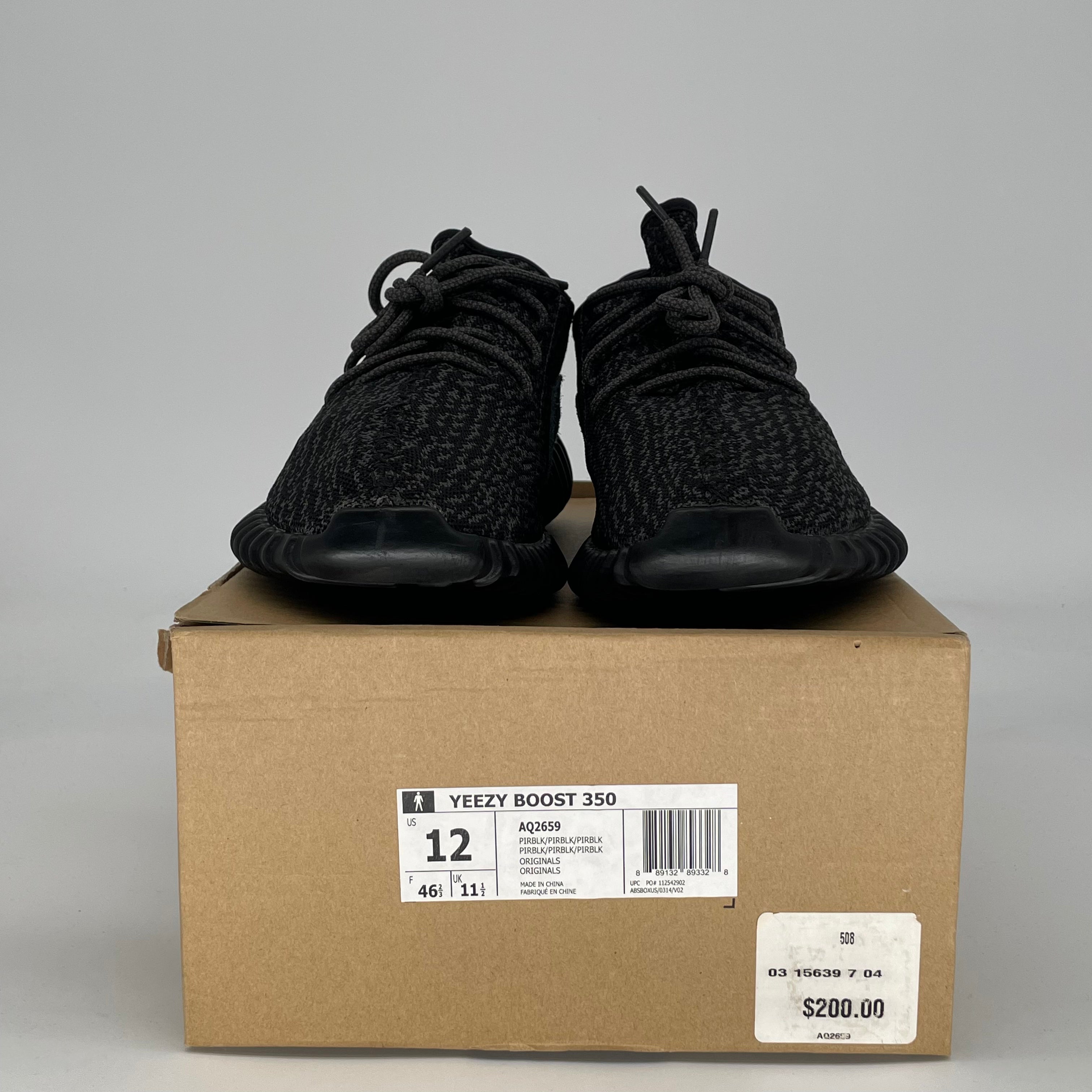 ADIDAS YEEZY 350 PIRATE BLACK (2015) AQ2659 SIZE 12/13.5W