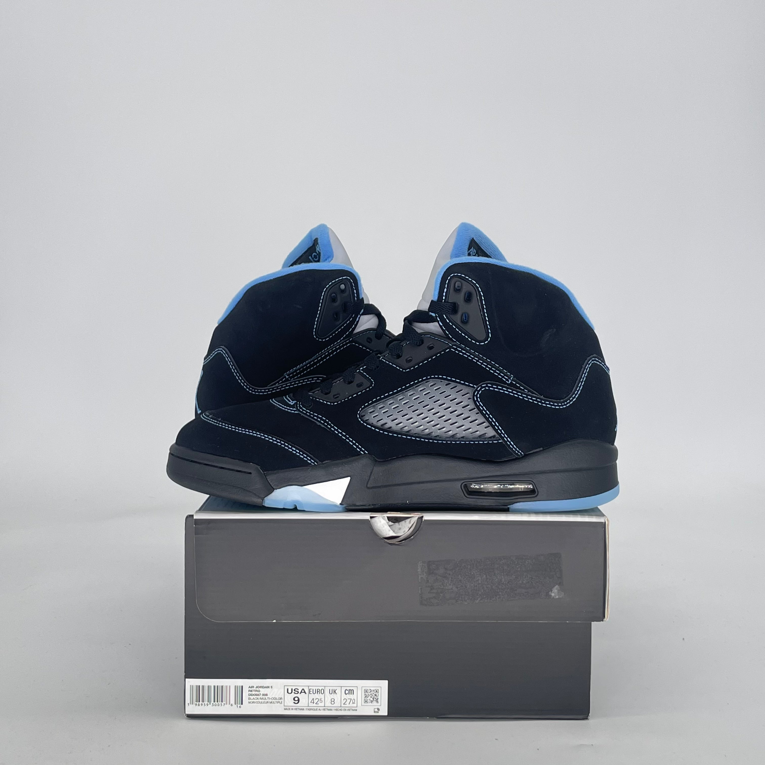 AIR JORDAN 5 BLACK UNIVERSITY BLUE DD0587-008 SIZE 9/10.5W