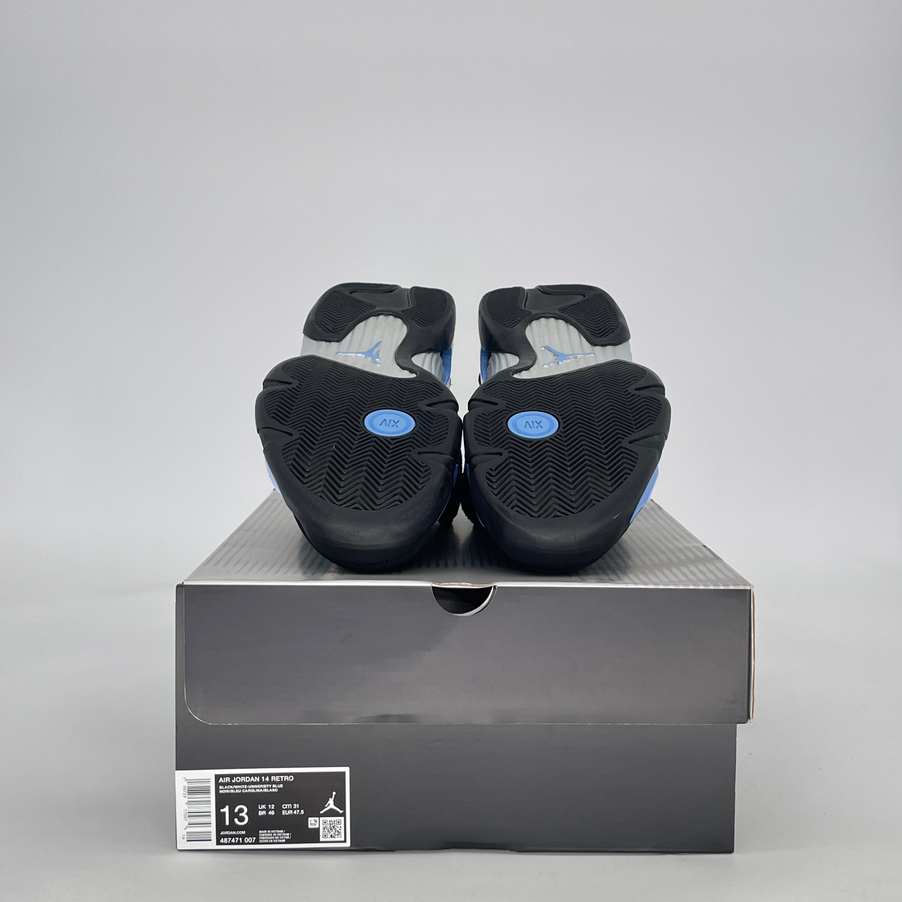 AIR JORDAN 14 BLACK UNIVERSITY BLUE 487471-007 SIZE 13/14.5W