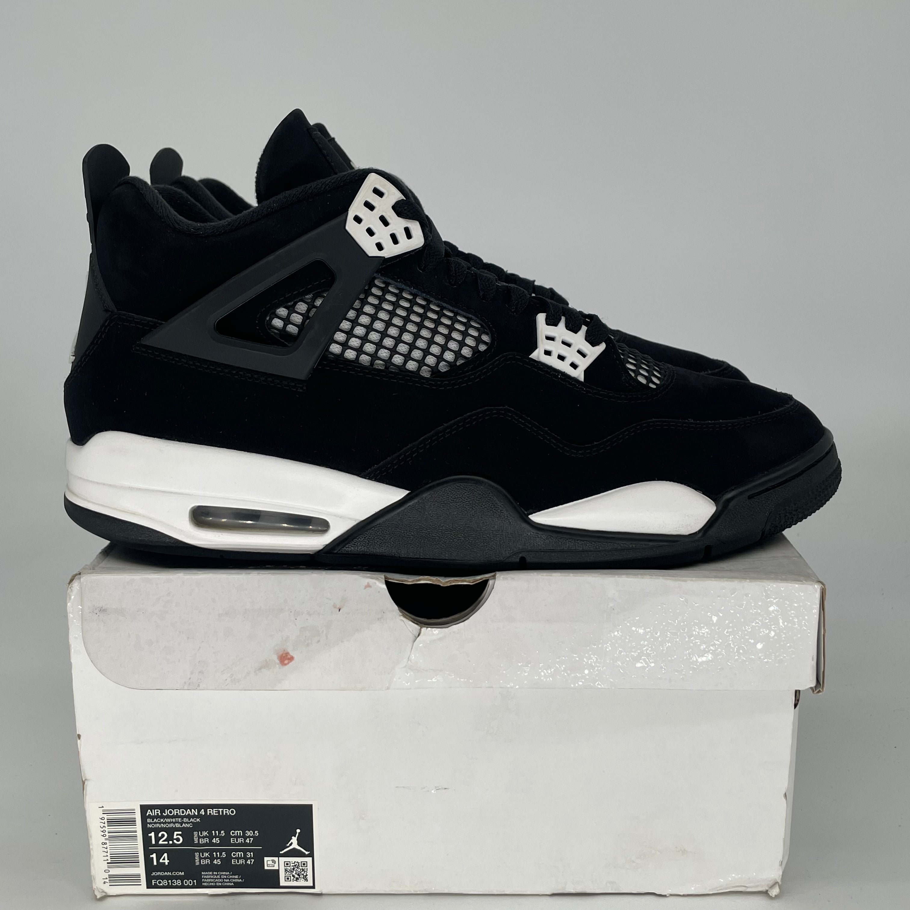 AIR JORDAN 4 WHITE THUNDER FQ8138-001 SIZE 12.5/14W