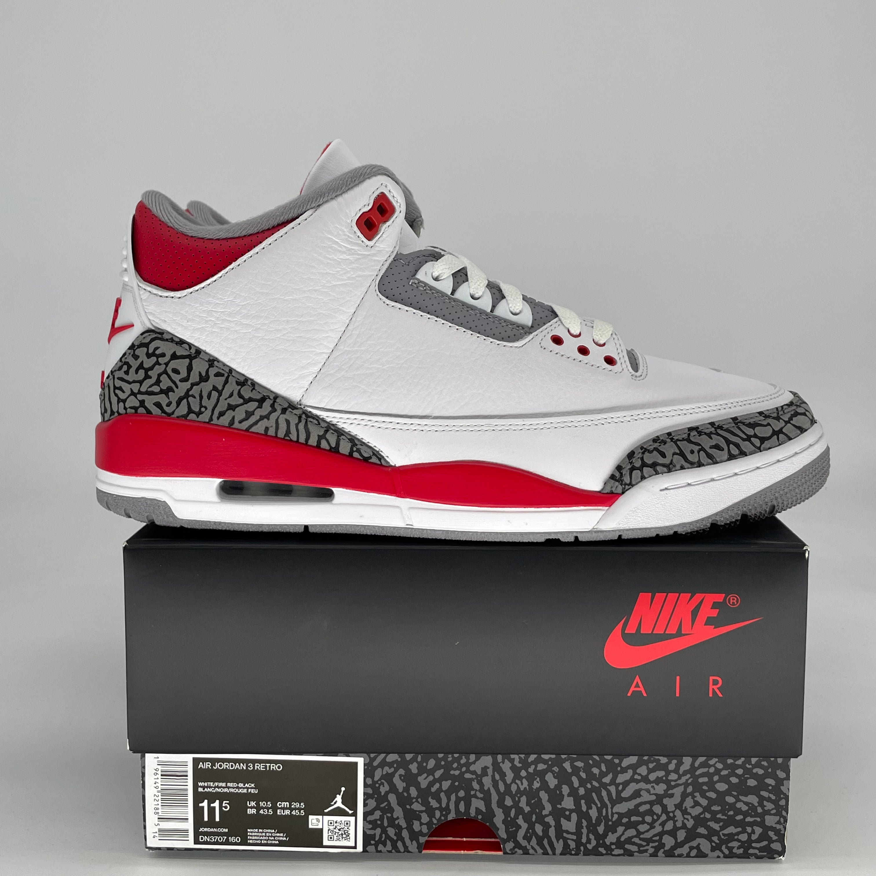 AIR JORDAN 3 FIRE RED DN3707-160 SIZE 11.5/13W