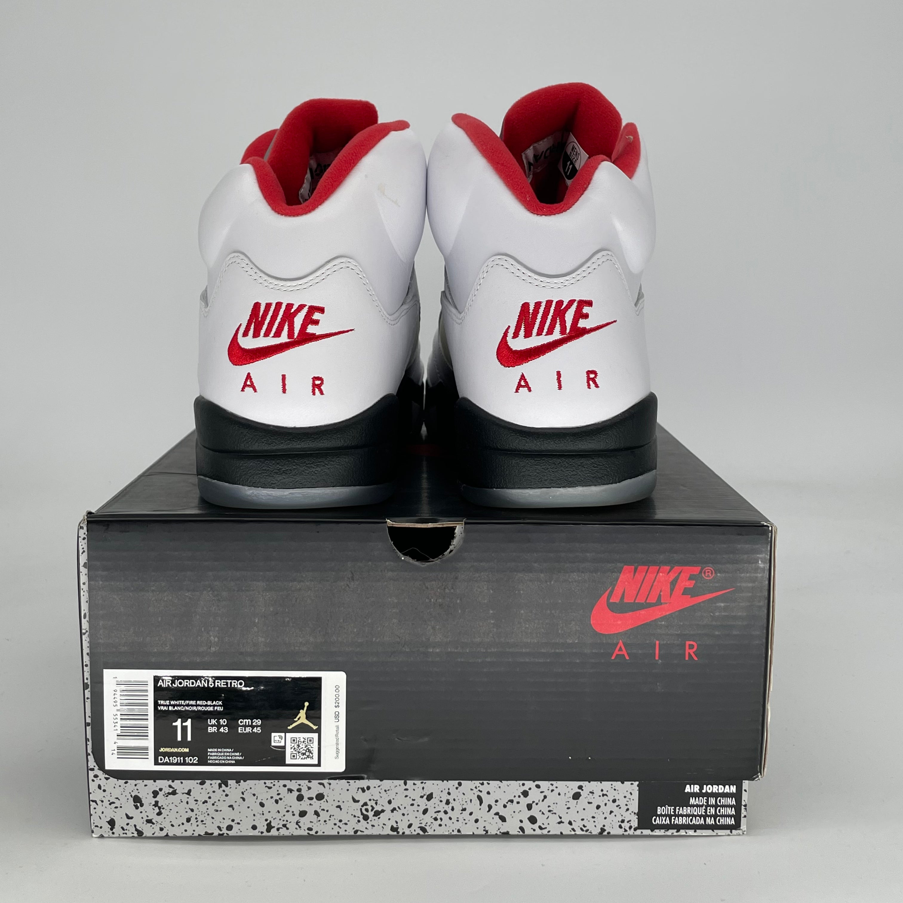 AIR JORDAN 5 FIRE RED SILVER TONGUE DA1911-102 SIZE 11/12.5W