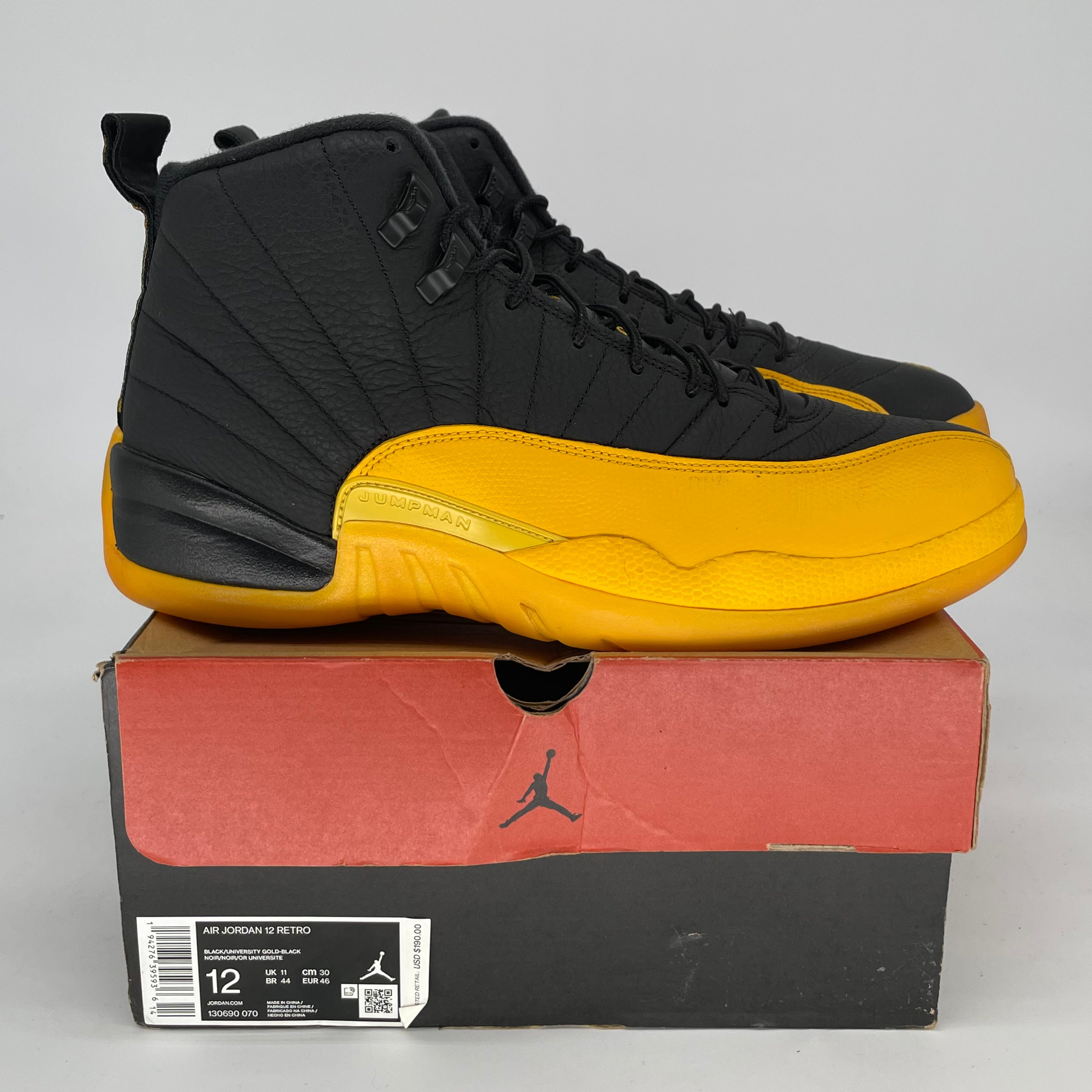 AIR JORDAN 12 UNIVERSITY BLACK SIZE 12 130690-070