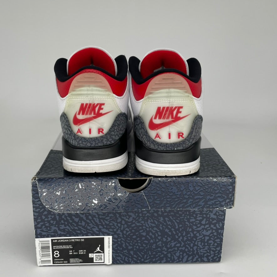 AIR JORDAN 3 FIRE RED DENIM SIZE 8 CZ6431-100