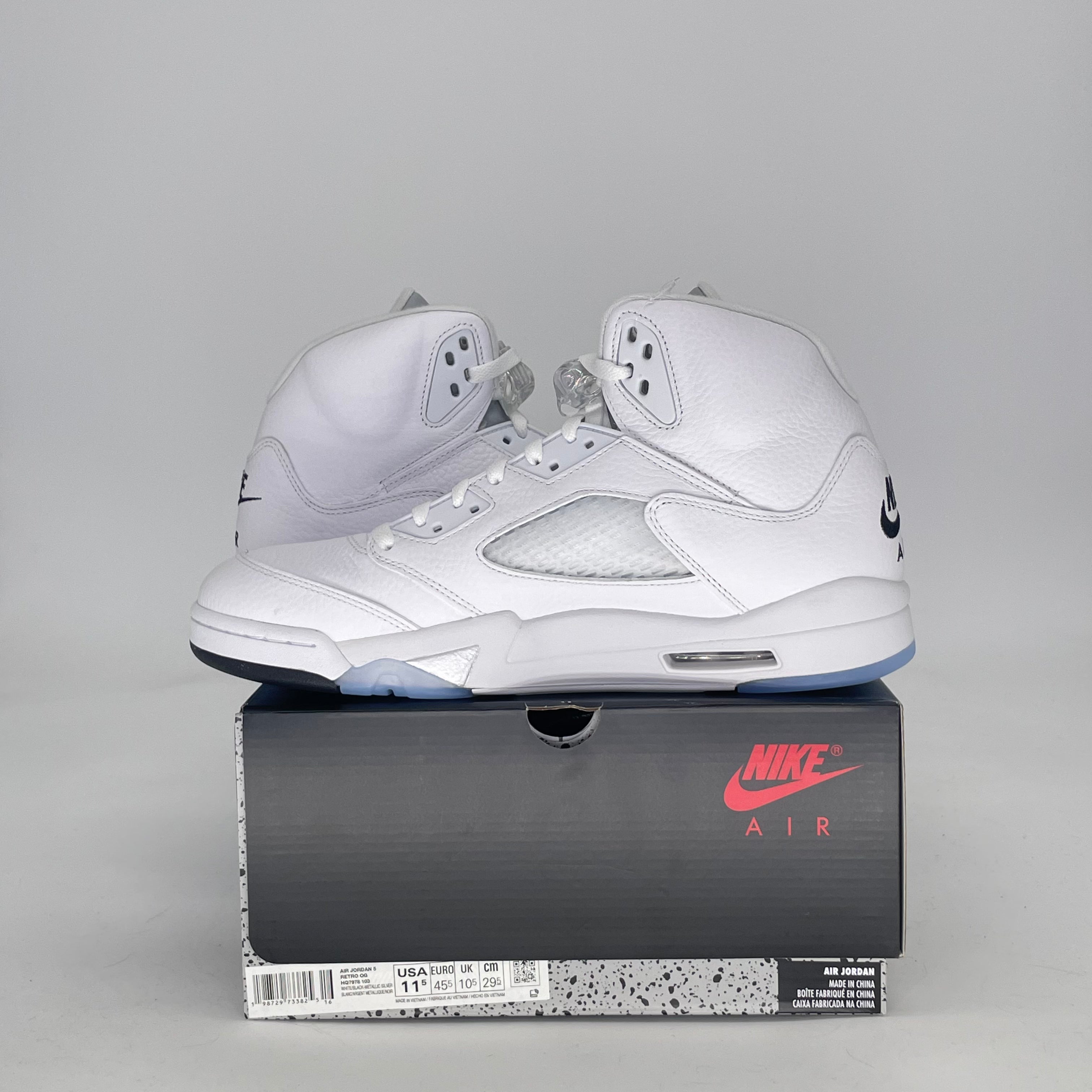 AIR JORDAN 5 WHITE METALLIC HQ7978-103 SIZE 11.5/13W