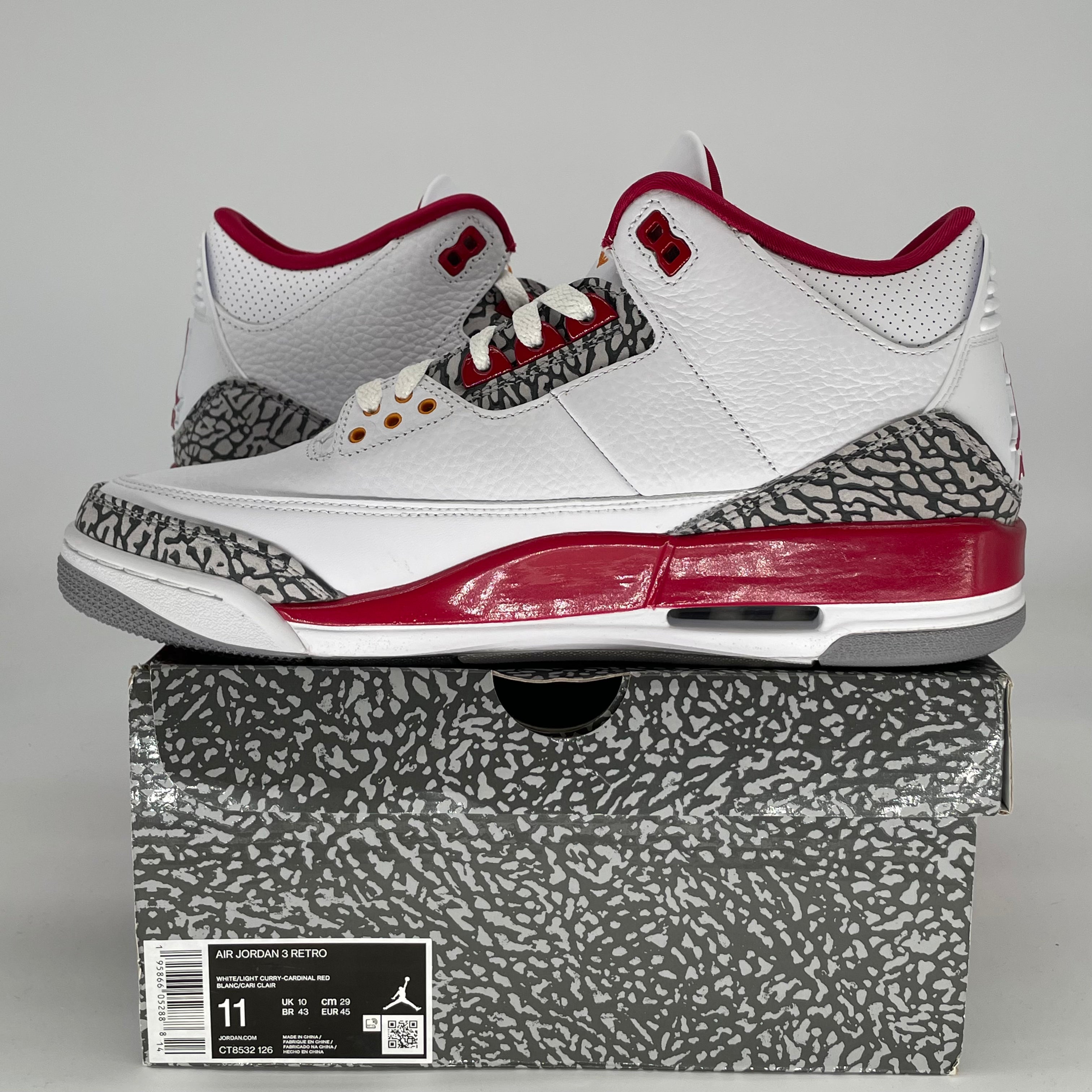 AIR JORDAN 3 CARDINAL RED CT8532-126 SIZE 11/12.5W