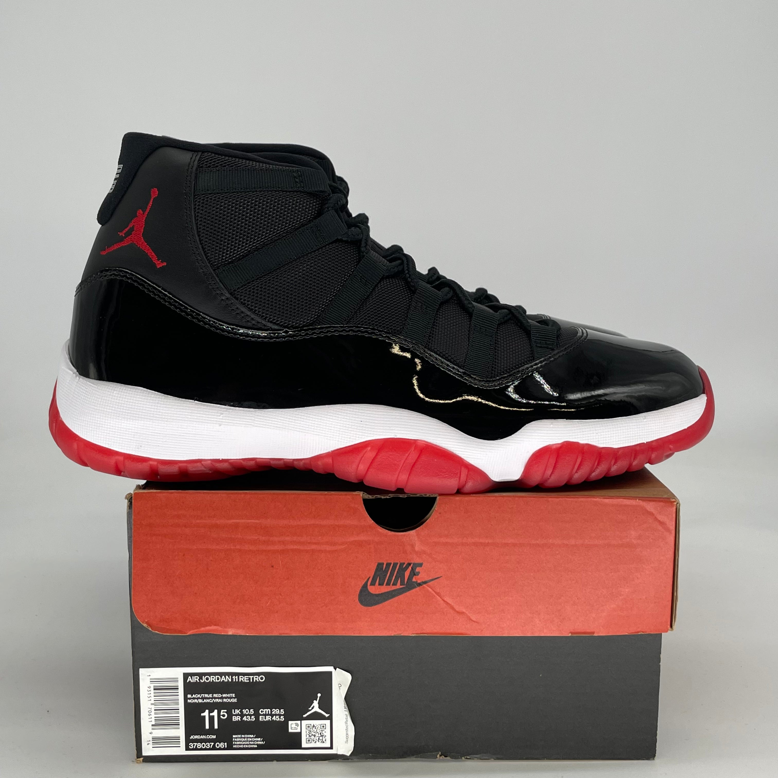 AIR JORDAN 11 PLAYOFFS BRED 378037-061 SIZE 11.5/13W