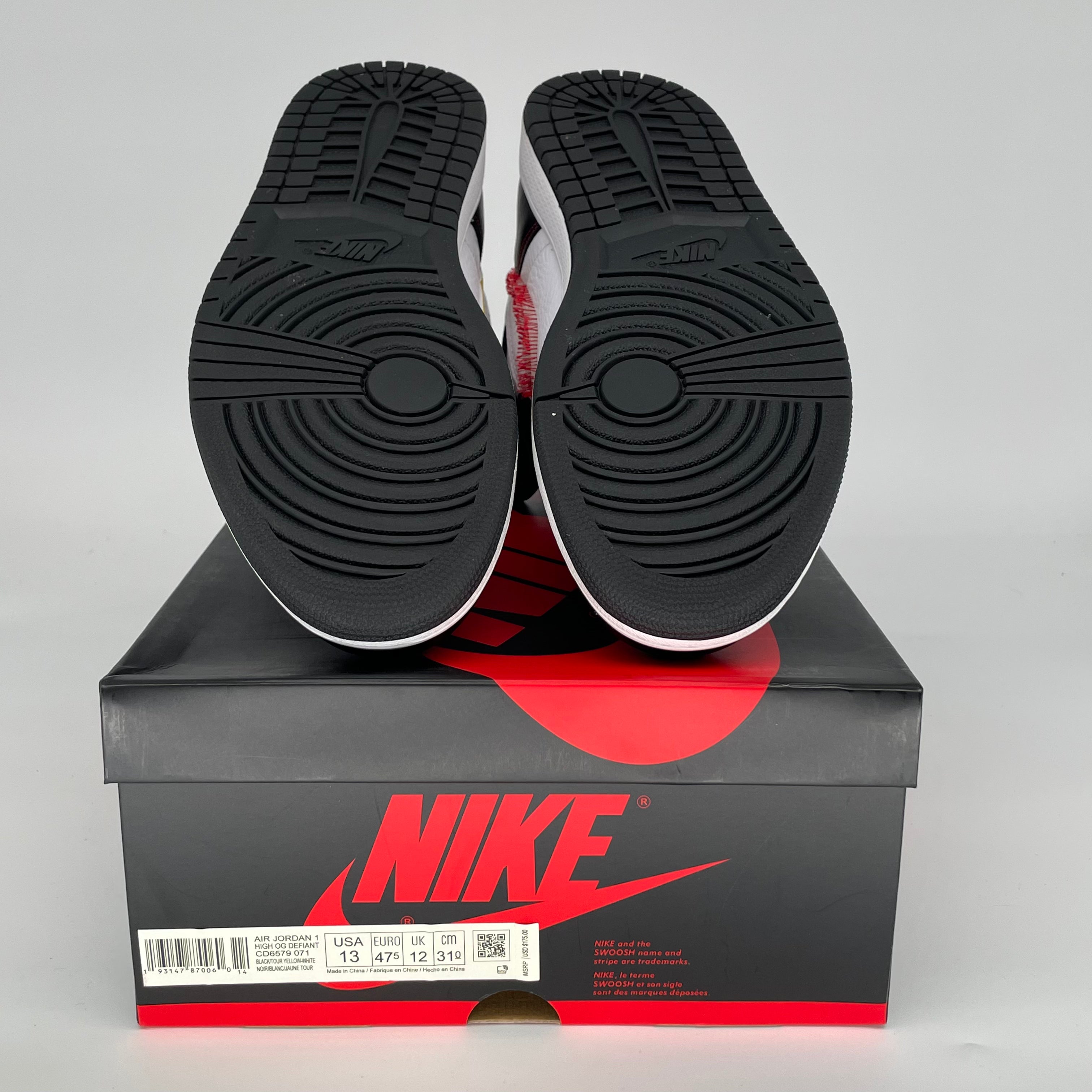 AIR JORDAN 1 DEFIANT WHITE BLACK GYM RED CD6579-071 SIZE 13/14.5W