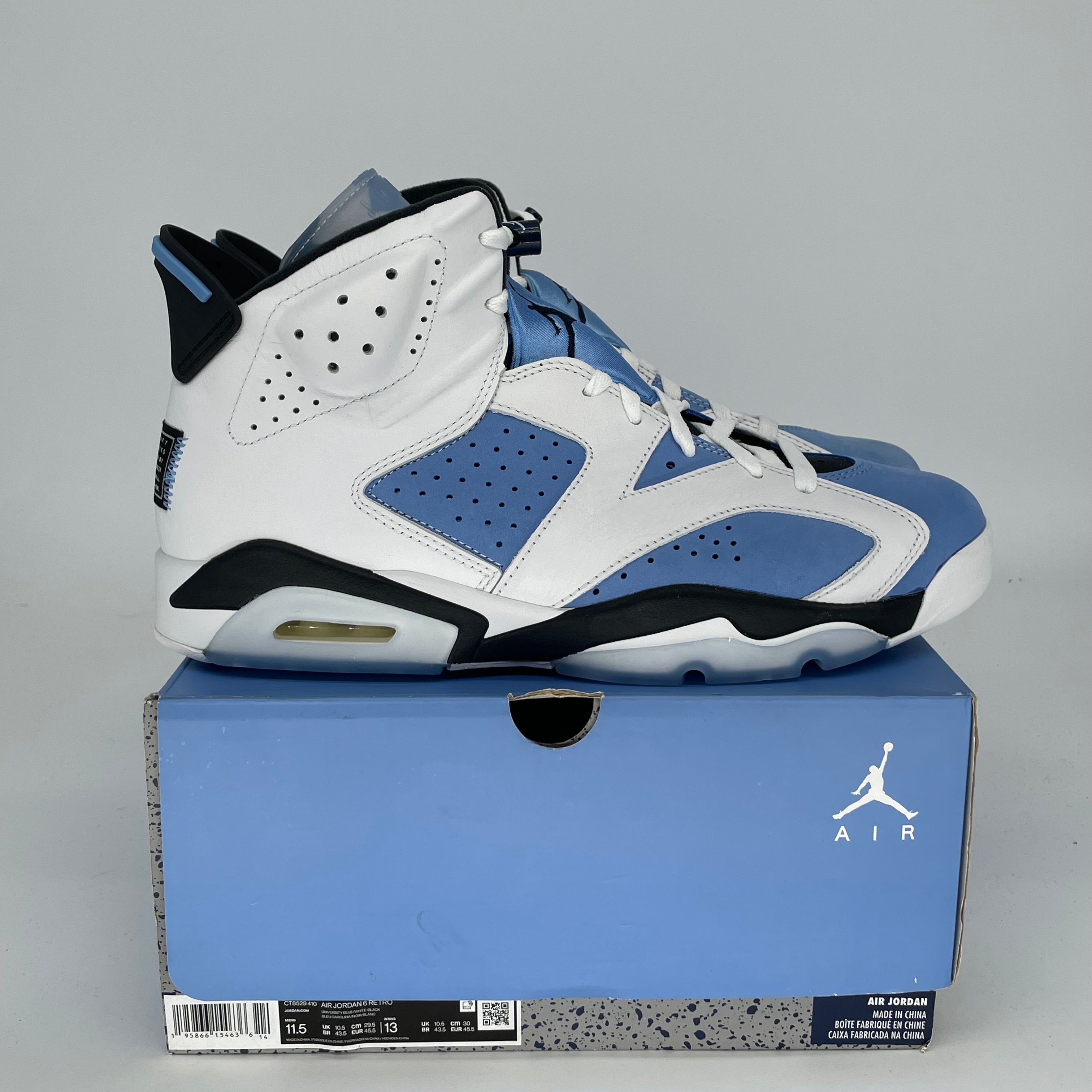 AIR JORDAN 6 UNC WHITE SIZE 11.5 CT8529-410