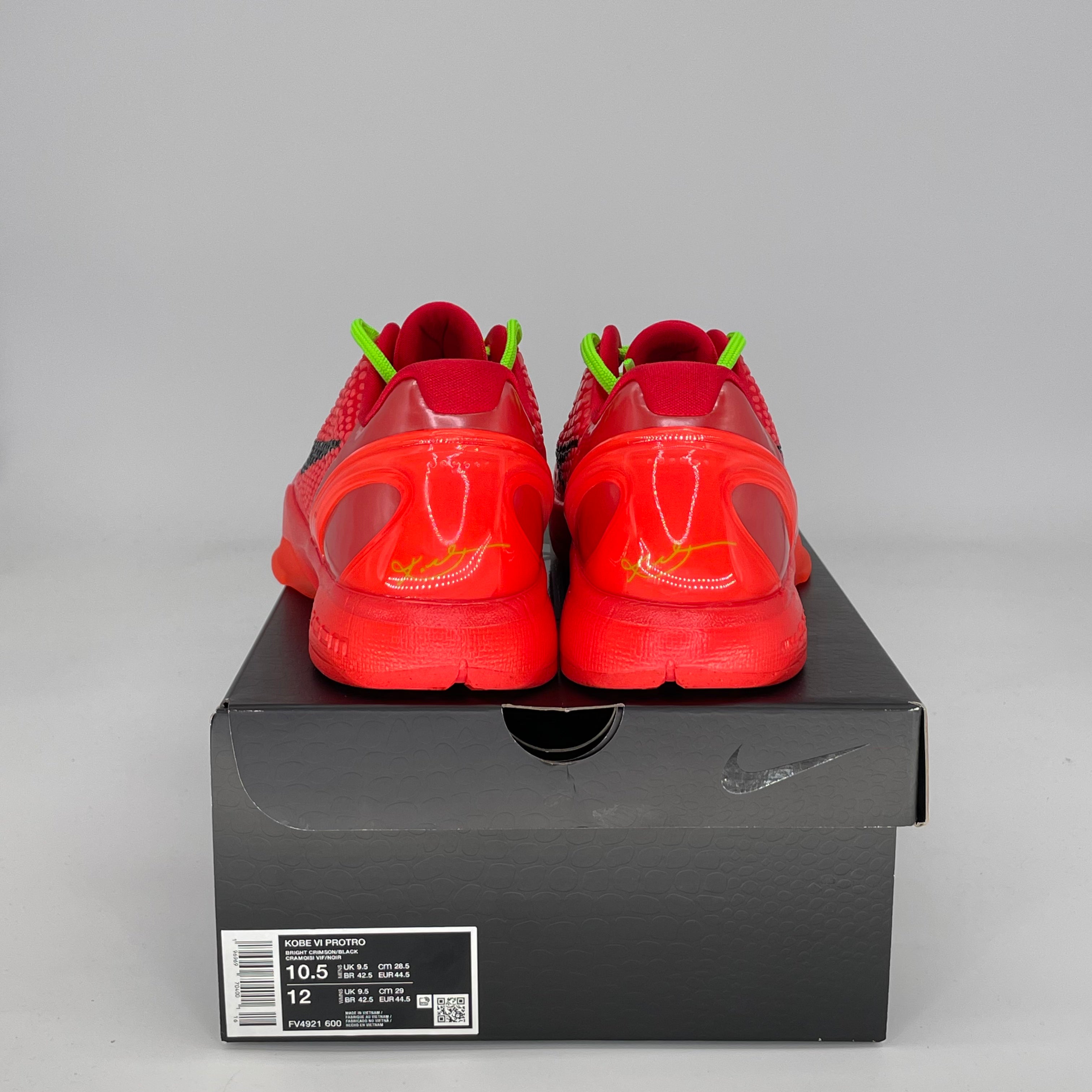 NIKE KOBE 6 PROTRO REVERSE GRINCH FV4921-600 SIZE 10.5/12W