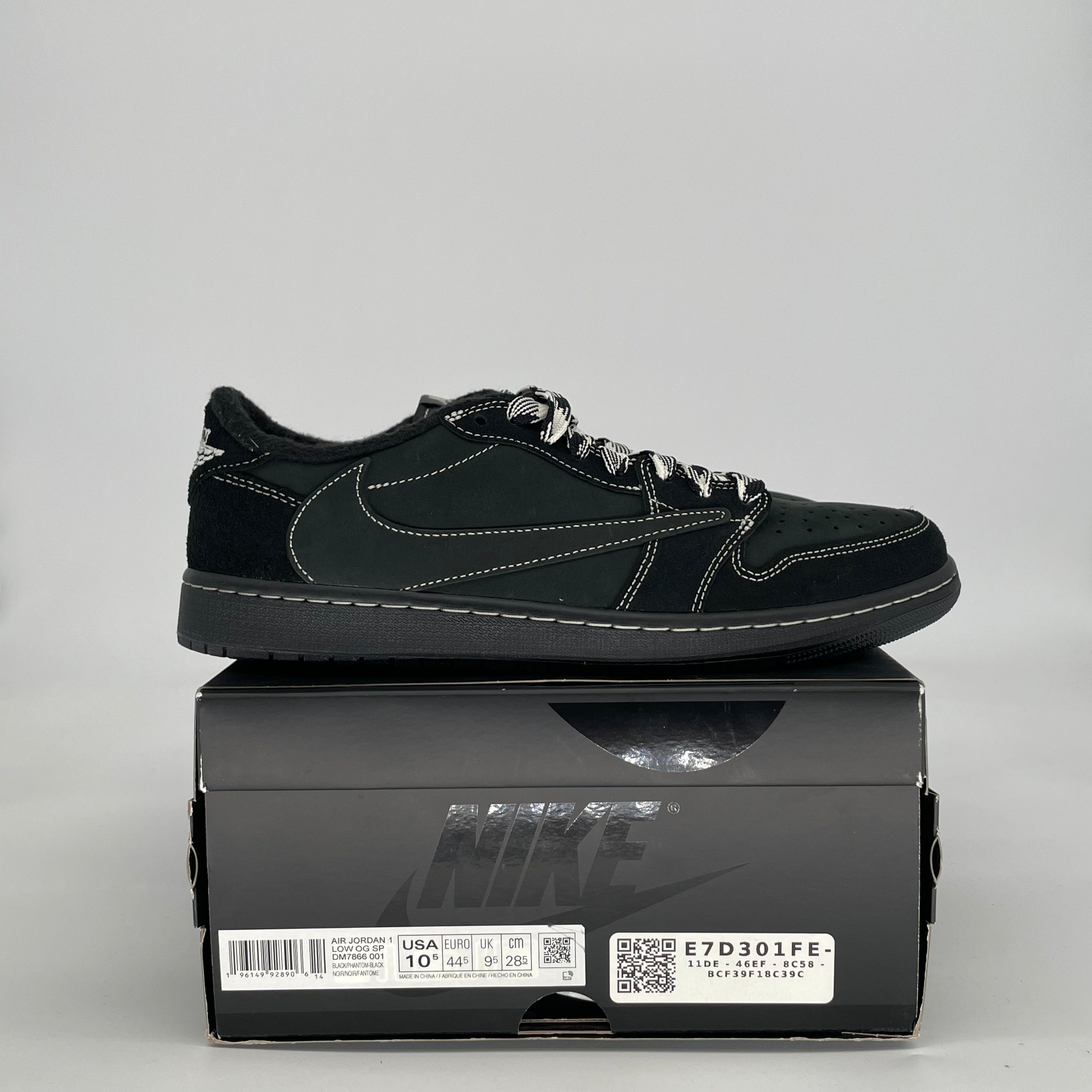 AIR JORDAN 1 LOW X TRAVIS SCOTT BLACK PHANTOM DM7866-001 SIZE 10.5/12W