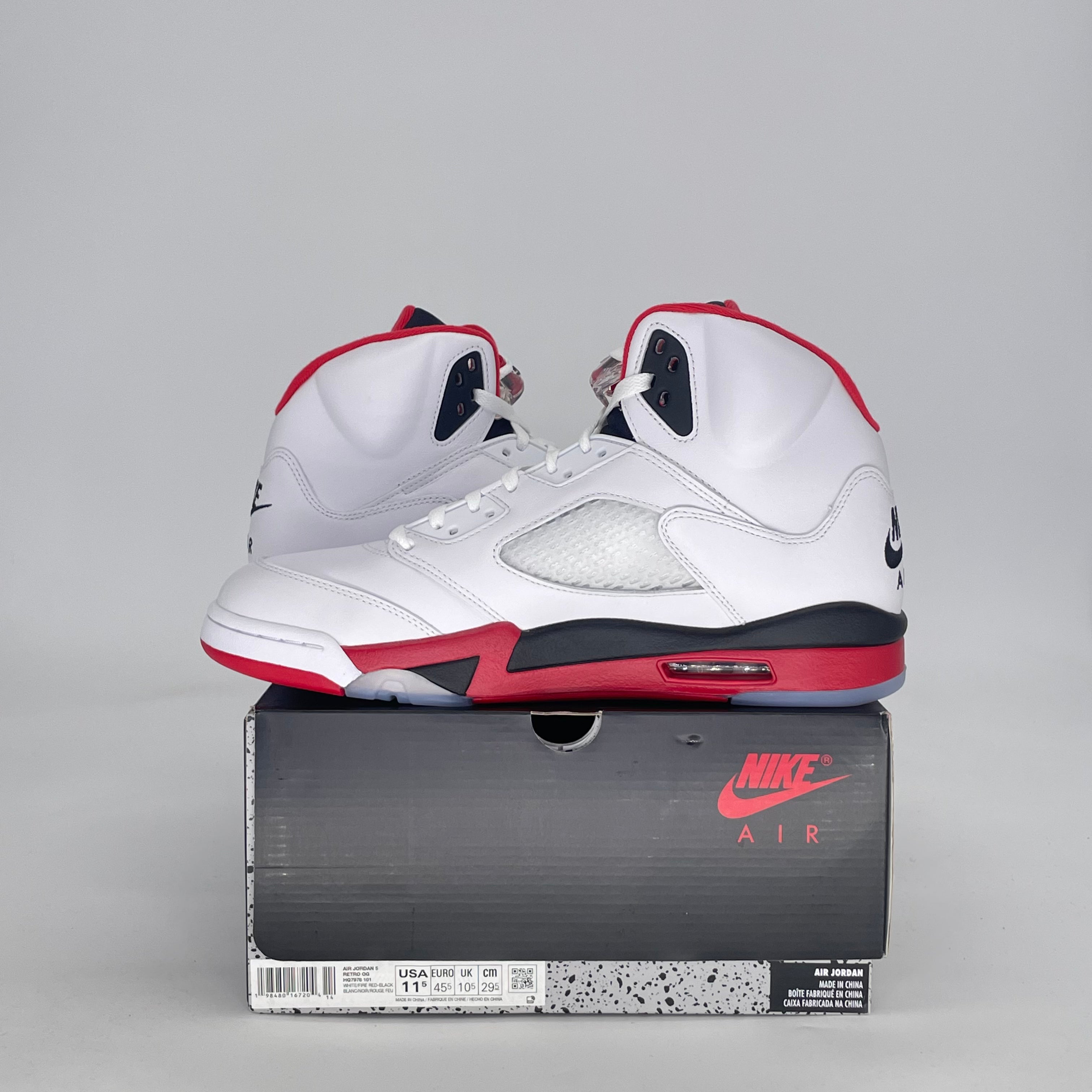 AIR JORDAN 5 FIRE RED BLACK TONGUE HQ7978-101 SIZE 11.5/13W