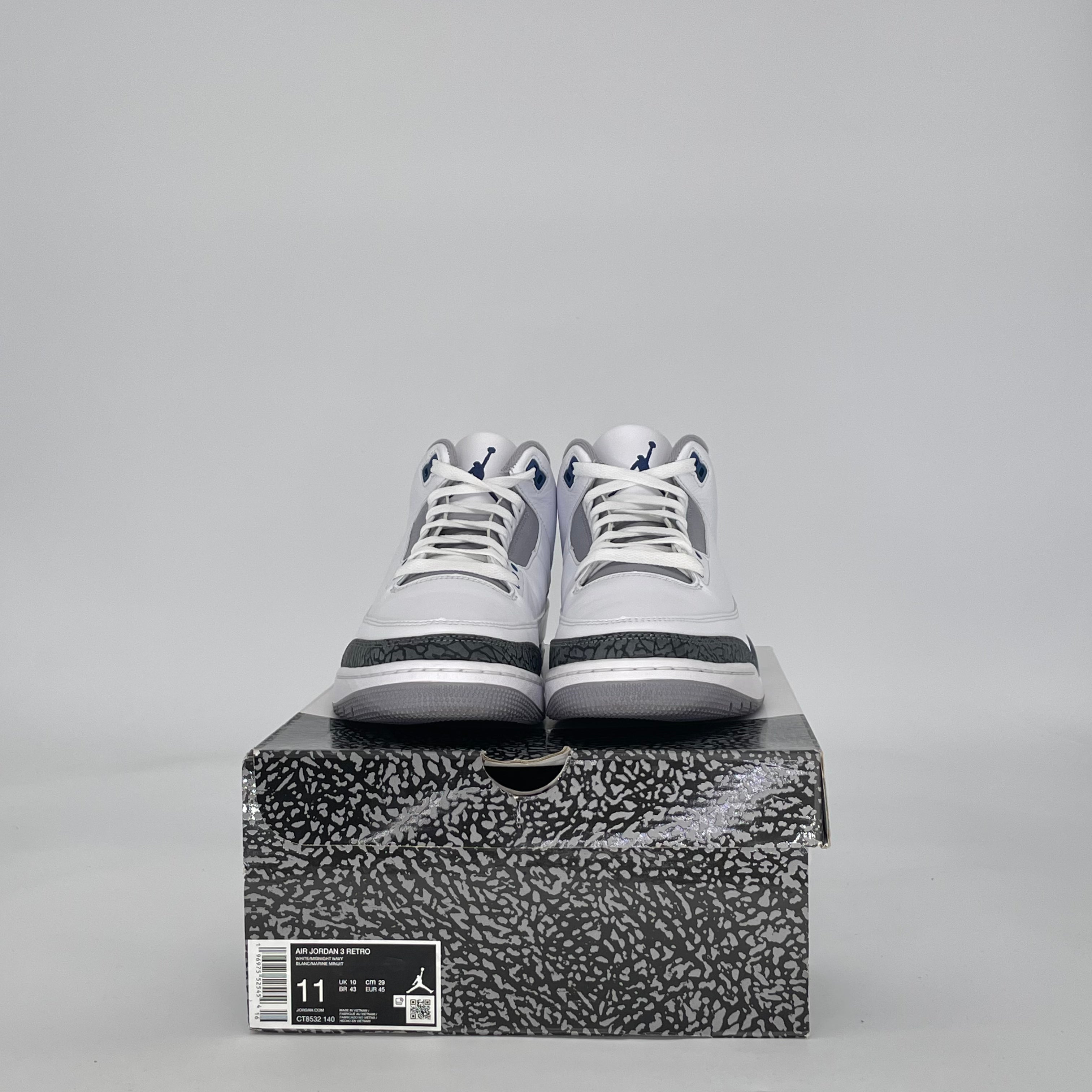 AIR JORDAN 3 MIDNIGHT NAVY CT8532-140 SIZE 11/12.5W