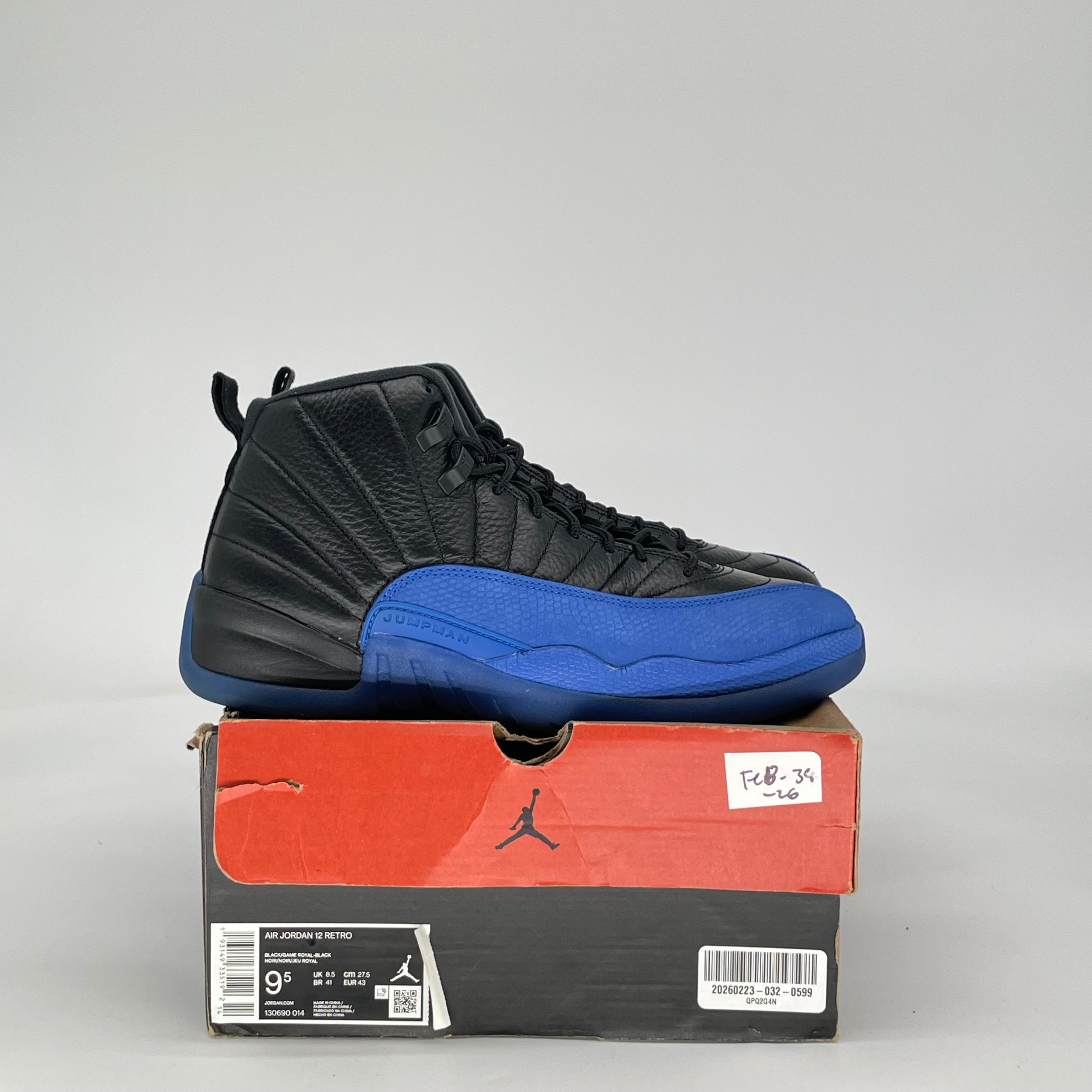 AIR JORDAN 12 BLACK GAME ROYAL 130690-014 SIZE 9.5/11W