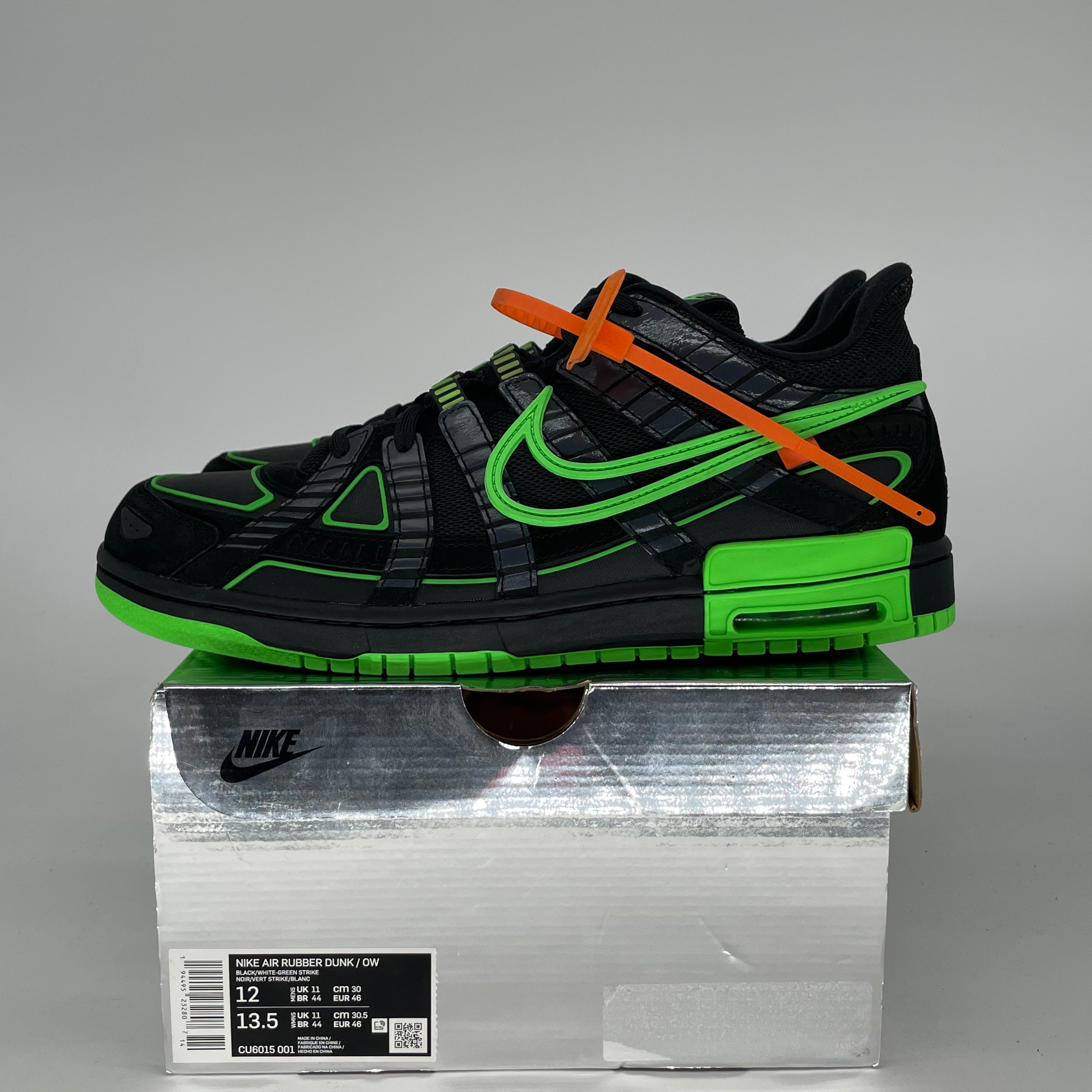 OFF WHITE X NIKE AIR RUBBER DUNK GREEN STRIKE CU6015-001 SIZE 12/13.5W