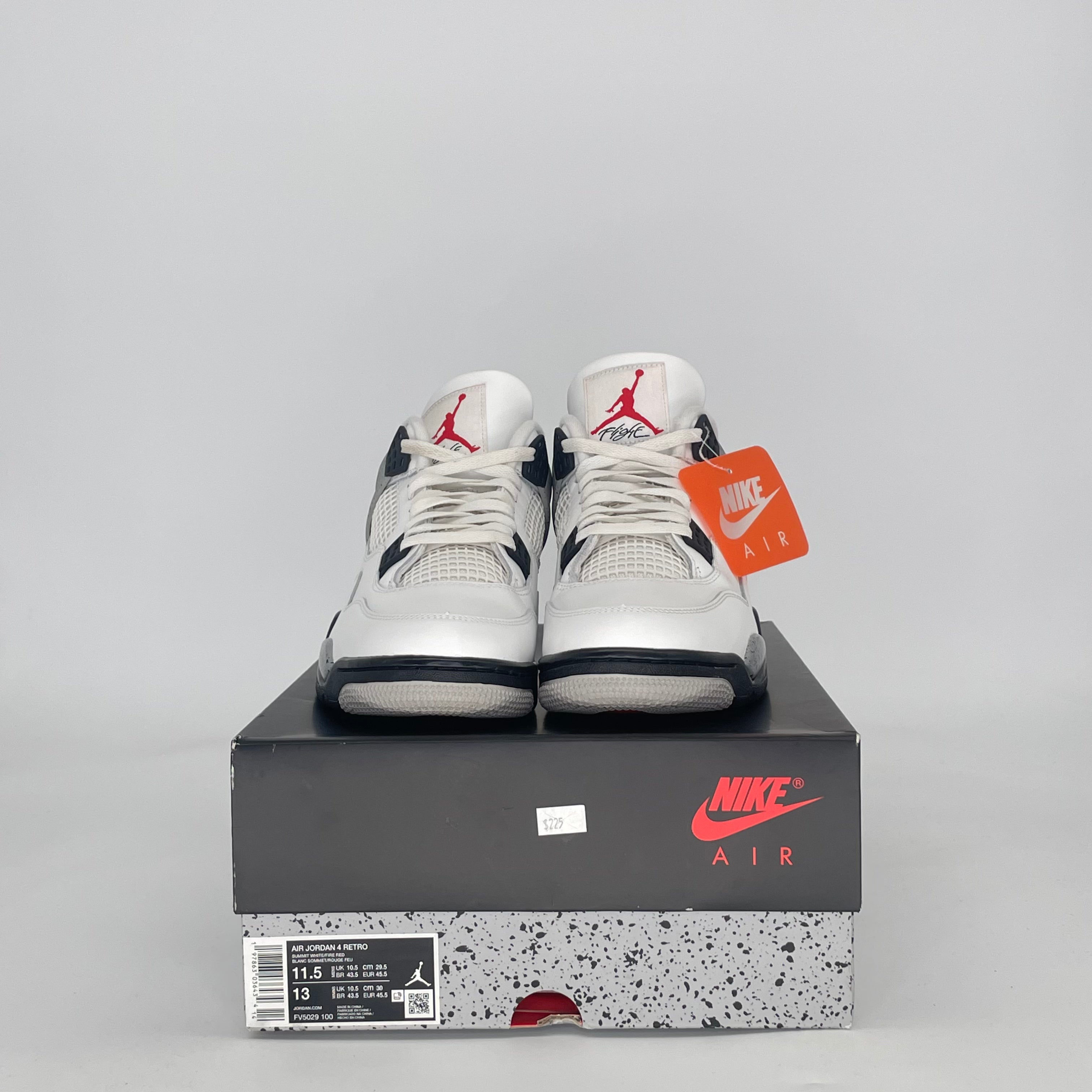 AIR JORDAN 4 WHITE CEMENT FV5029-100 SIZE 11.5/13W