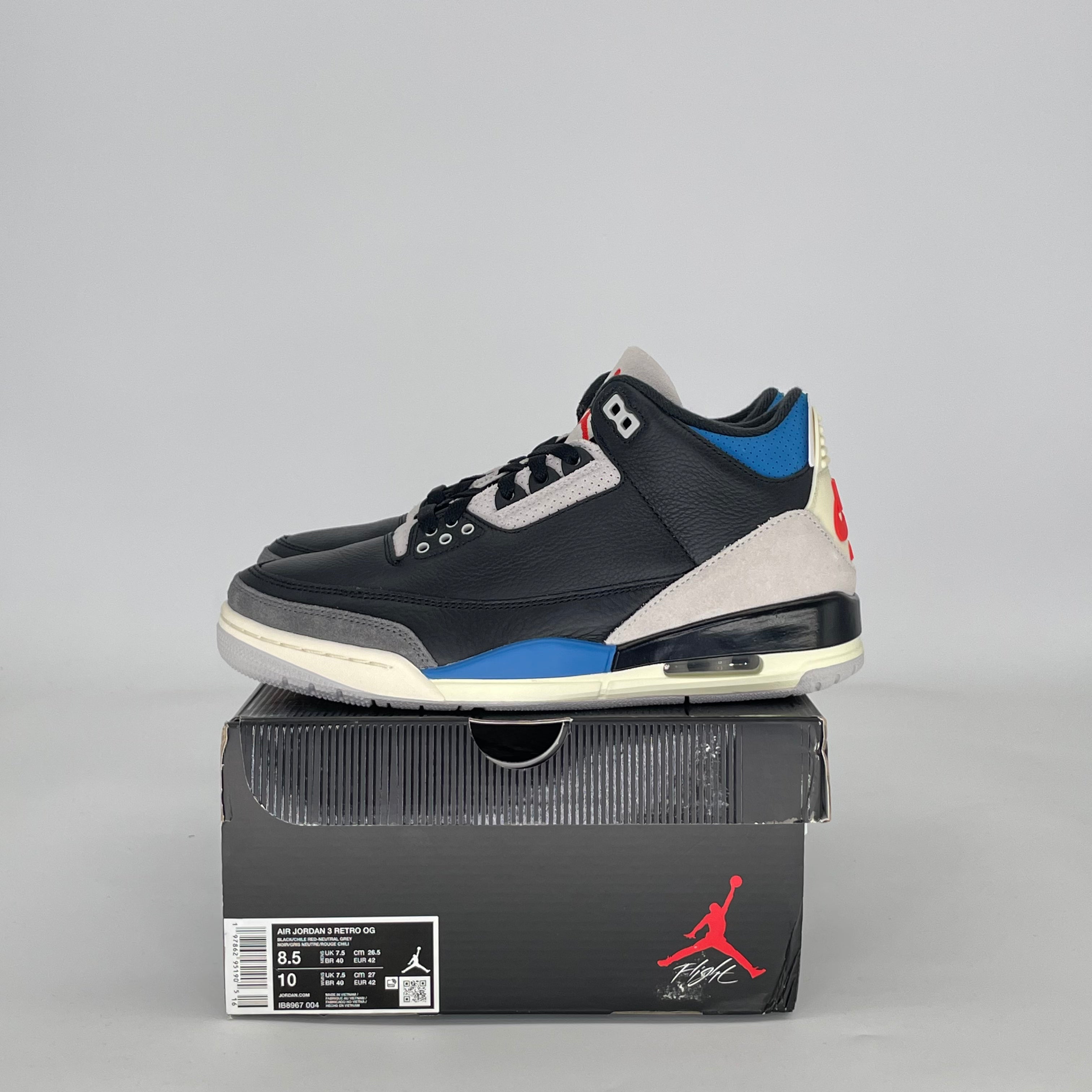 AIR JORDAN 3 RARE AIR IB8967-004 SIZE 8.5/10W