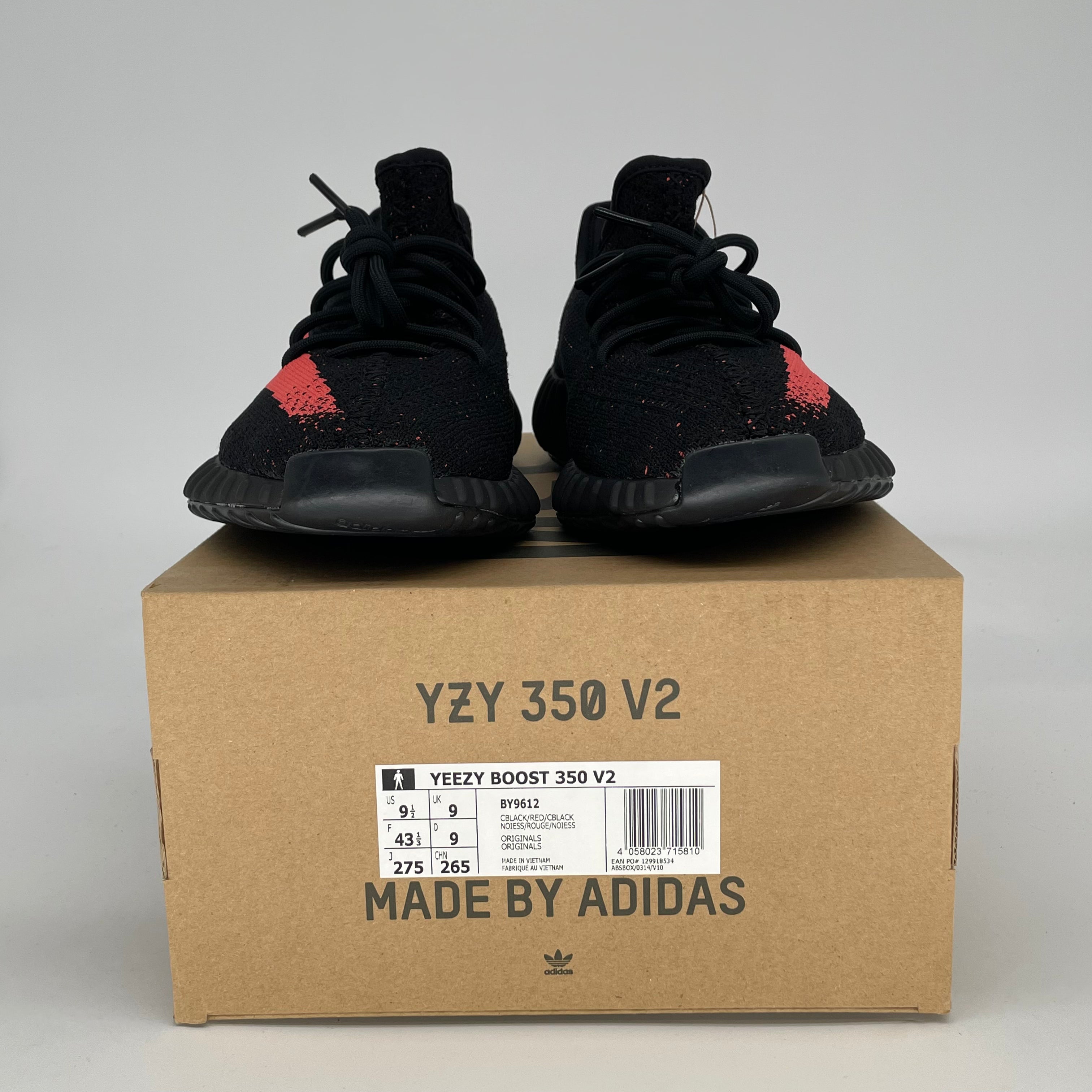 ADIDAS YEEZY 350 V2 CORE BLACK RED BY9612 SIZE 9/10.5W