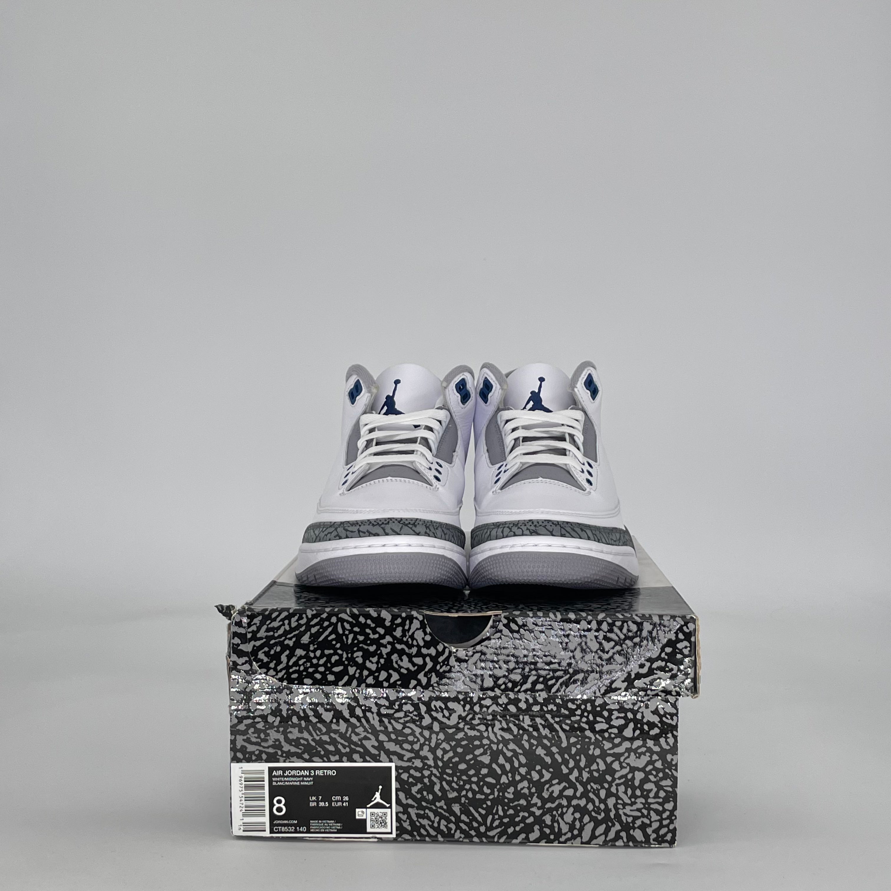 AIR JORDAN 3 MIDNIGHT NAVY CT8532-140 SIZE 8/9.5W