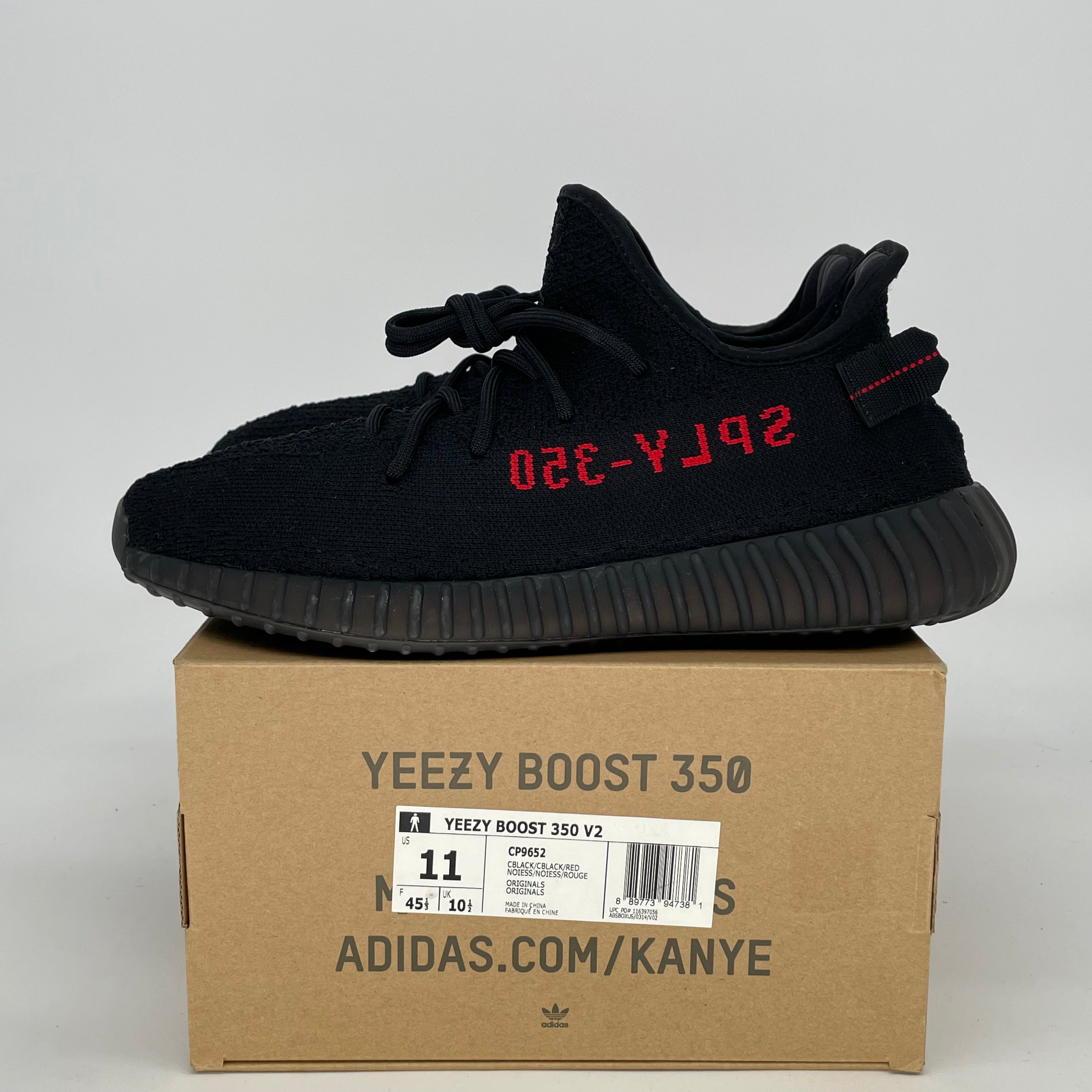 ADIDAS YEEZY 350 V2 BLACK RED CP9652 SIZE 11/12.5W