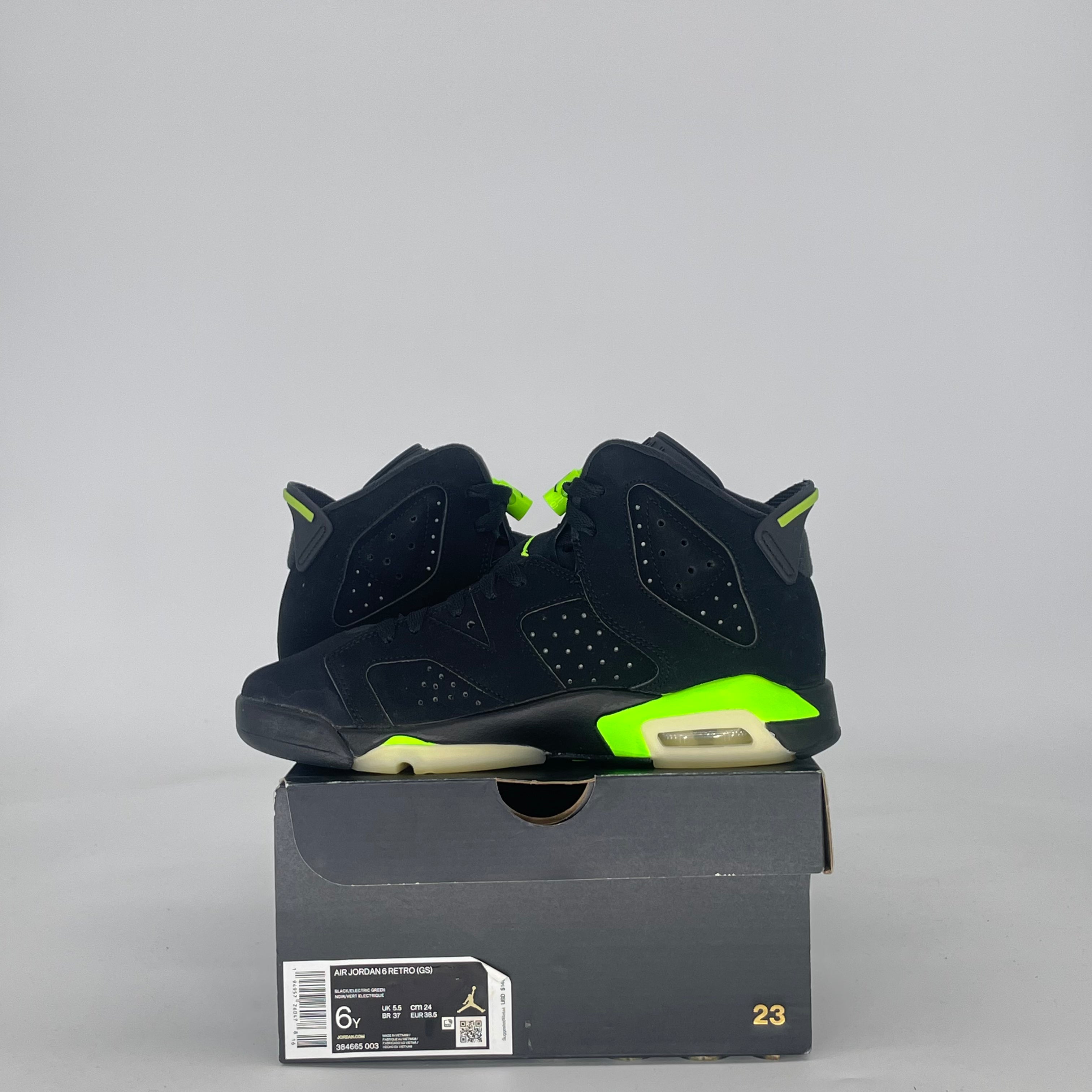 AIR JORDAN 6 ELECTRIC GREEN 384665-003 SIZE 6/7.5W GS