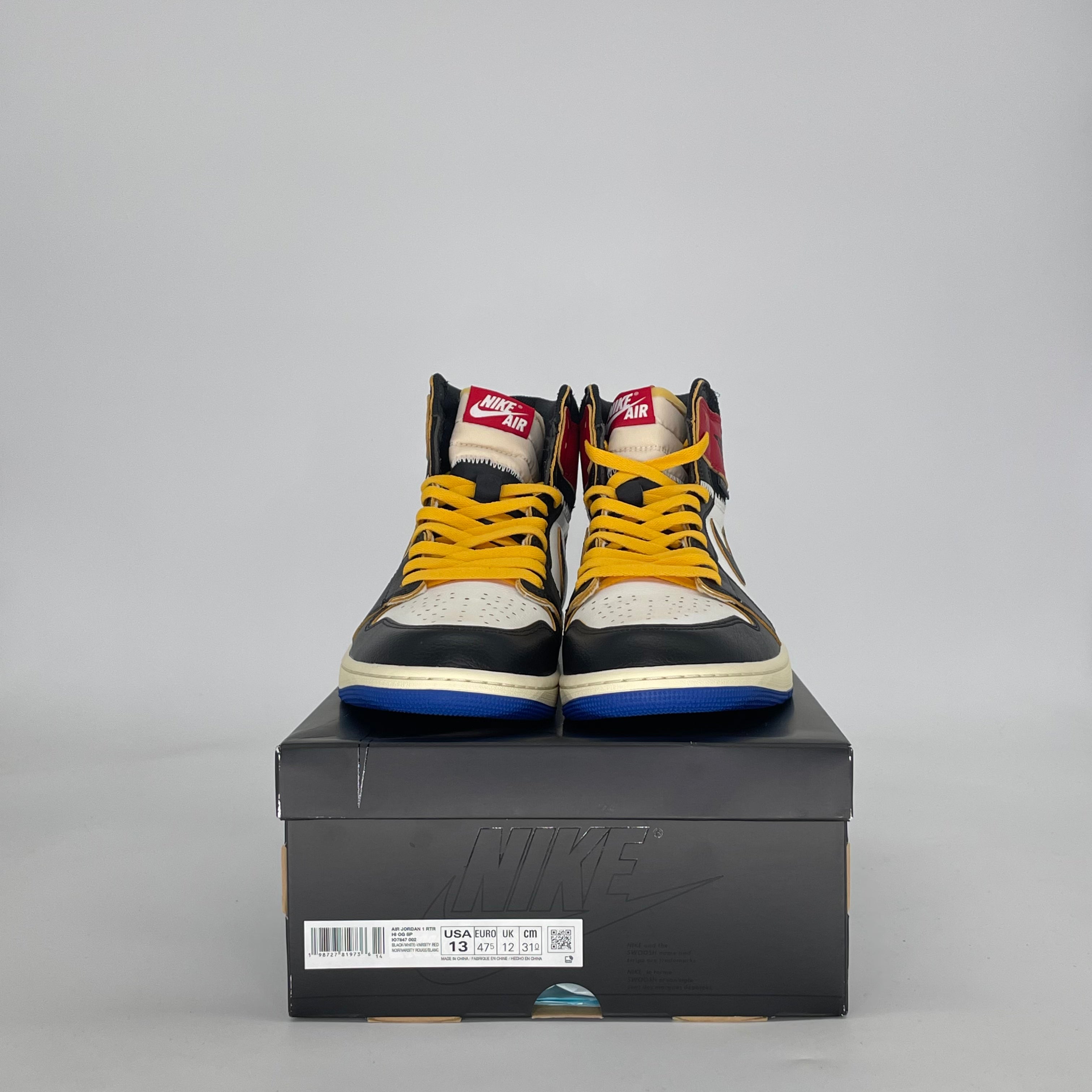 AIR JORDAN 1 FRAGMENT X UNION LA VARSITY RED SPORT ROYAL IO7847-002 SIZE 13/14.5W