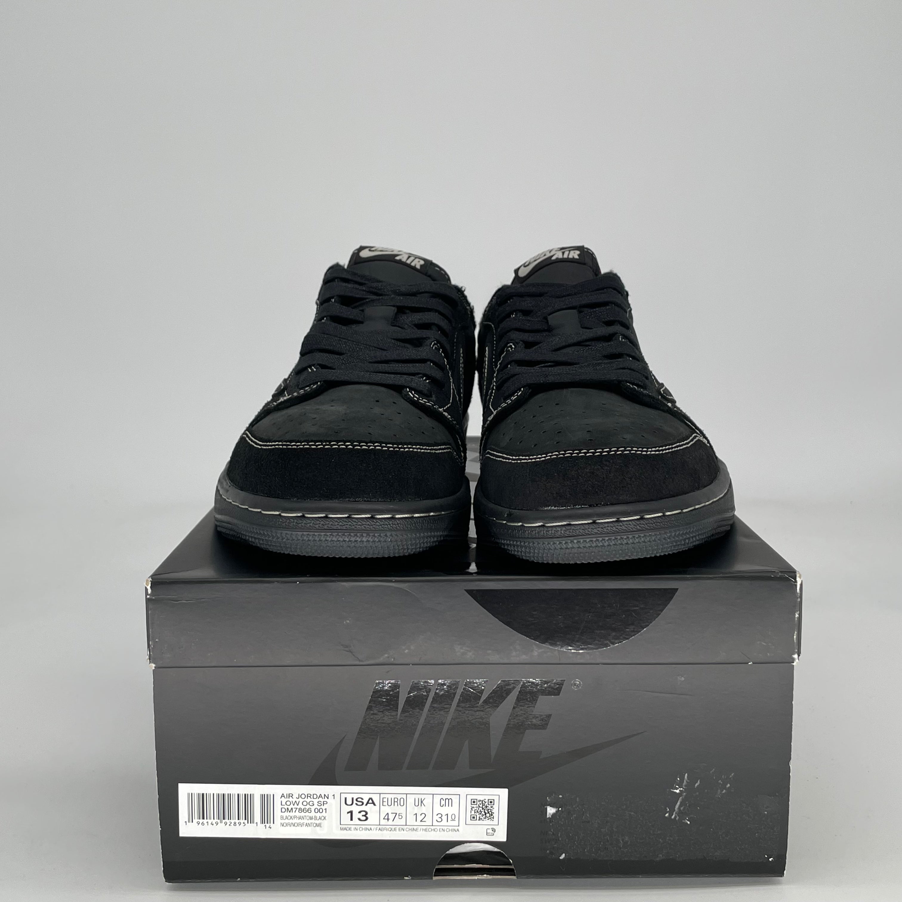 AIR JORDAN 1 LOW X TRAVIS SCOTT BLACK PHANTOM DM7866-001 SIZE 13/14.5W